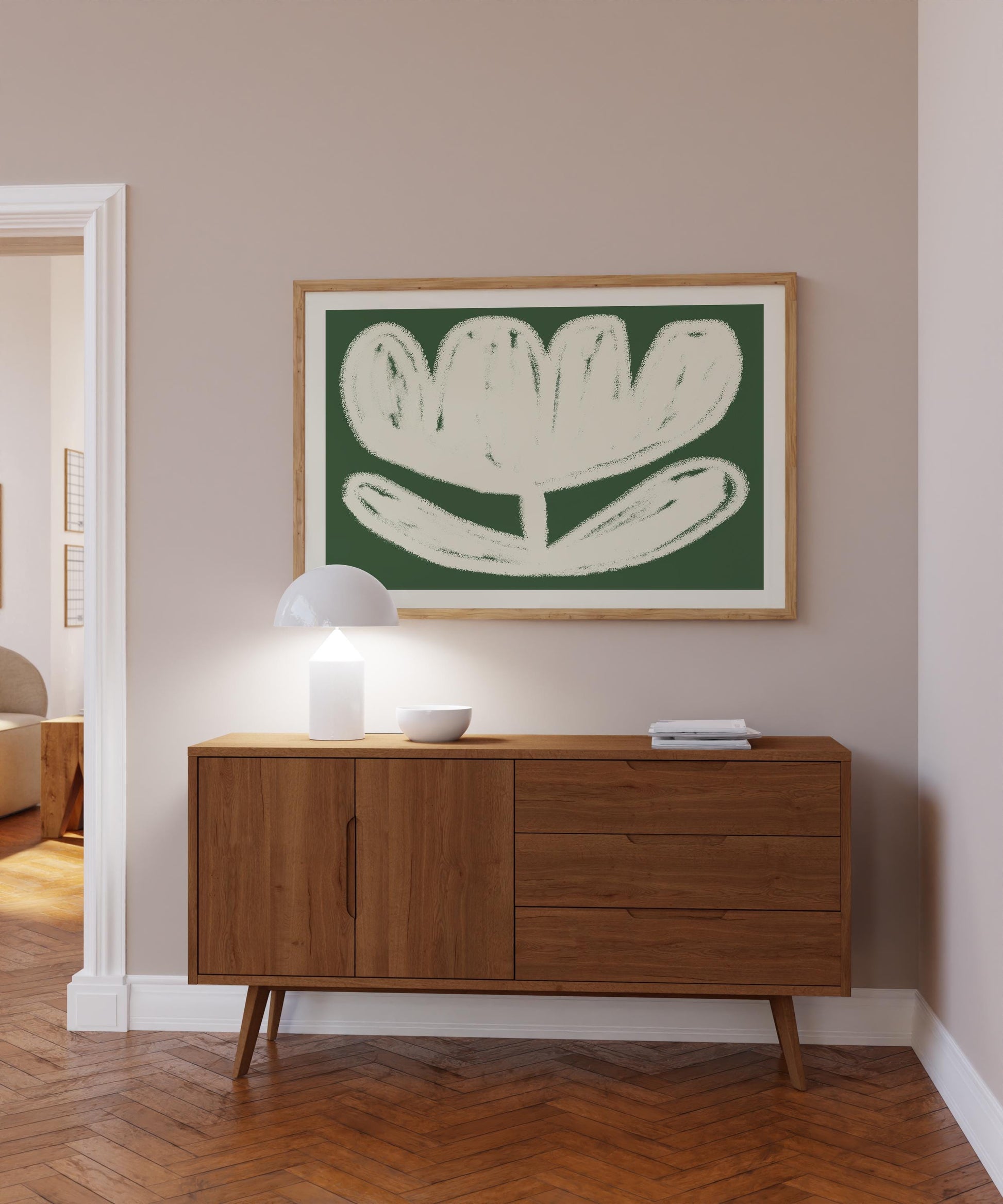 Chalk flower Poster | Perfect for adding a soft, artistic touch to any space | green and beige | digital download