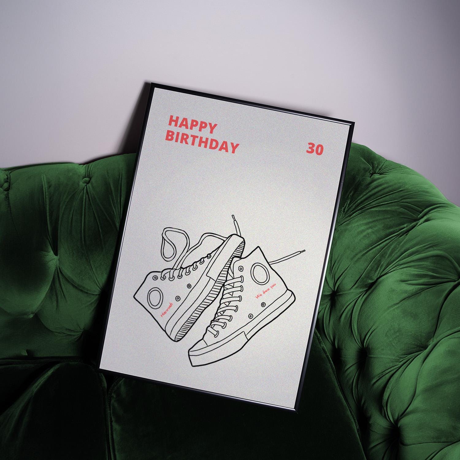 Chucks Personalisiert Poster | Chuck Sneakers Print | Custom Name & Message | Gift for Him/Her | Unique Wall Art for Birthday | Download