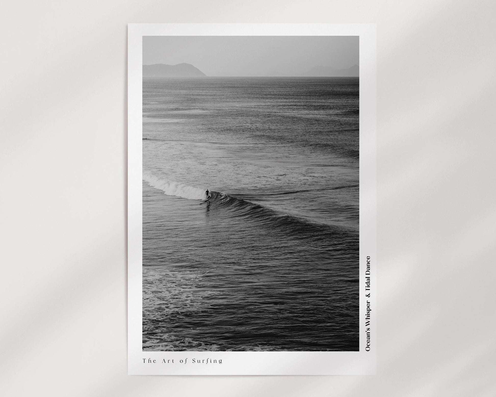 Retro Poster  Black and White Surfing – A nostalgic vibe with timeless waves, perfect for surf lovers and beach enthusiasts.
