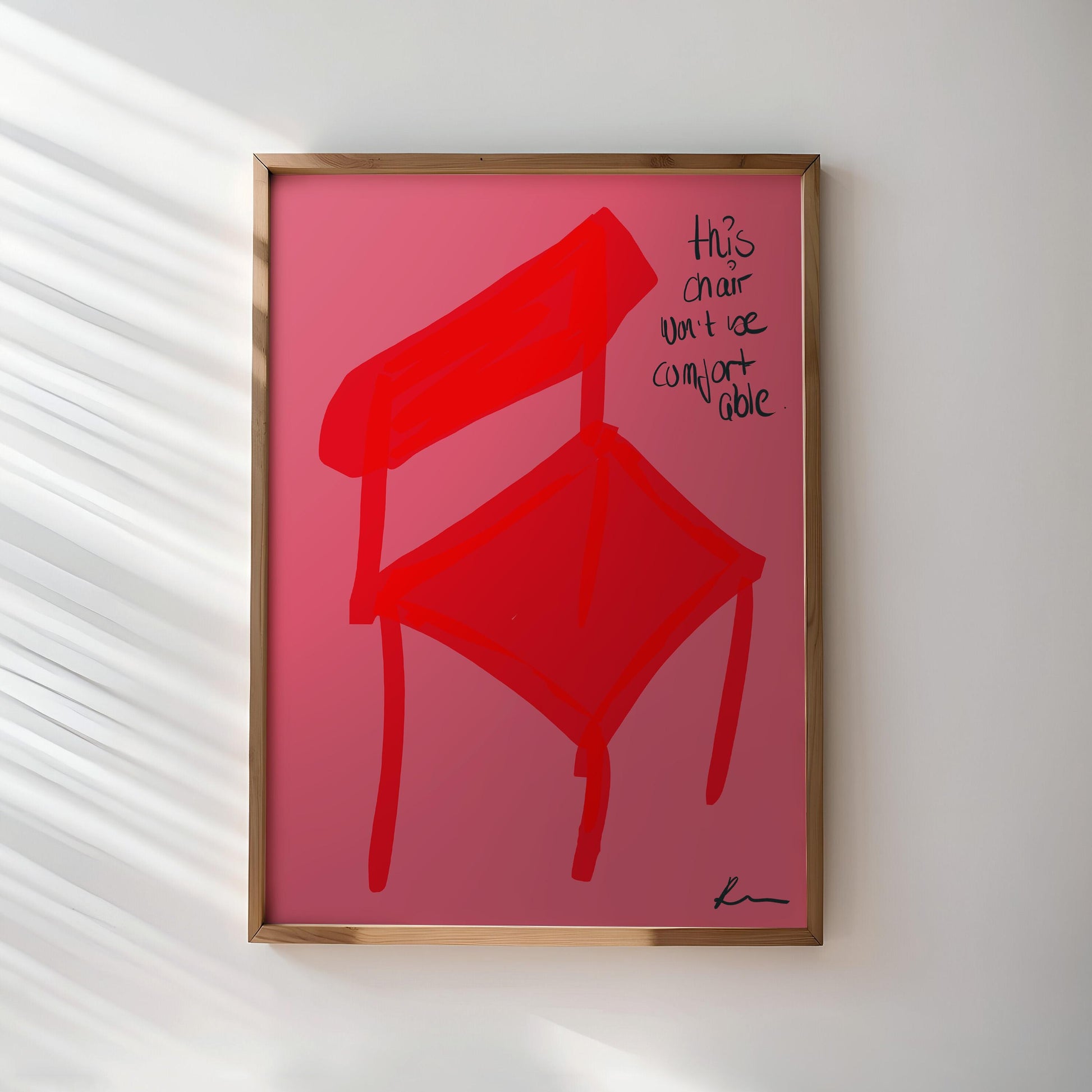 Red Chair Abstract Poster | Bold Minimalist Wall Art | Unique Modern Decor | Thought-Provoking Illustration | Artistic Print