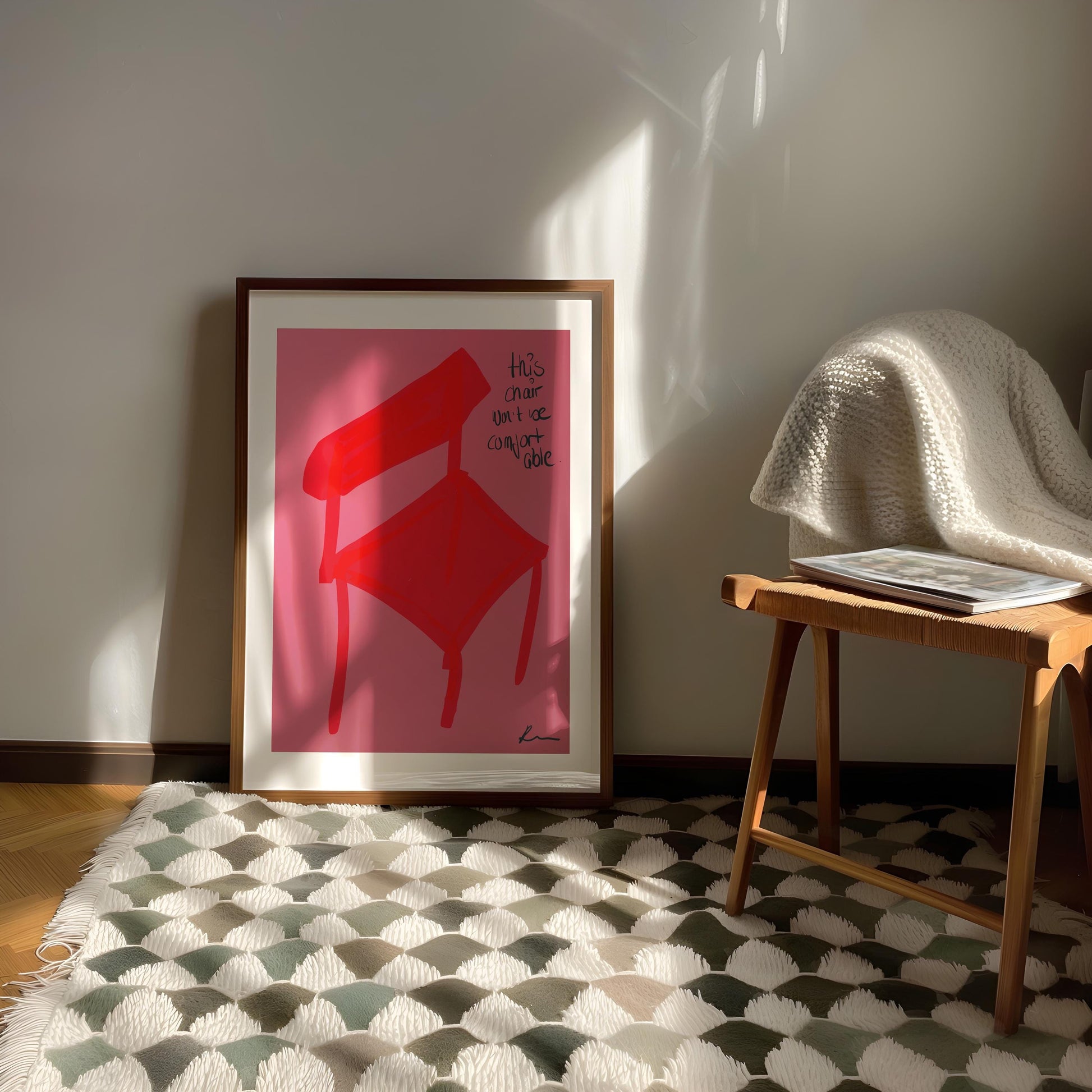 Red Chair Abstract Poster | Bold Minimalist Wall Art | Unique Modern Decor | Thought-Provoking Illustration | Artistic Print