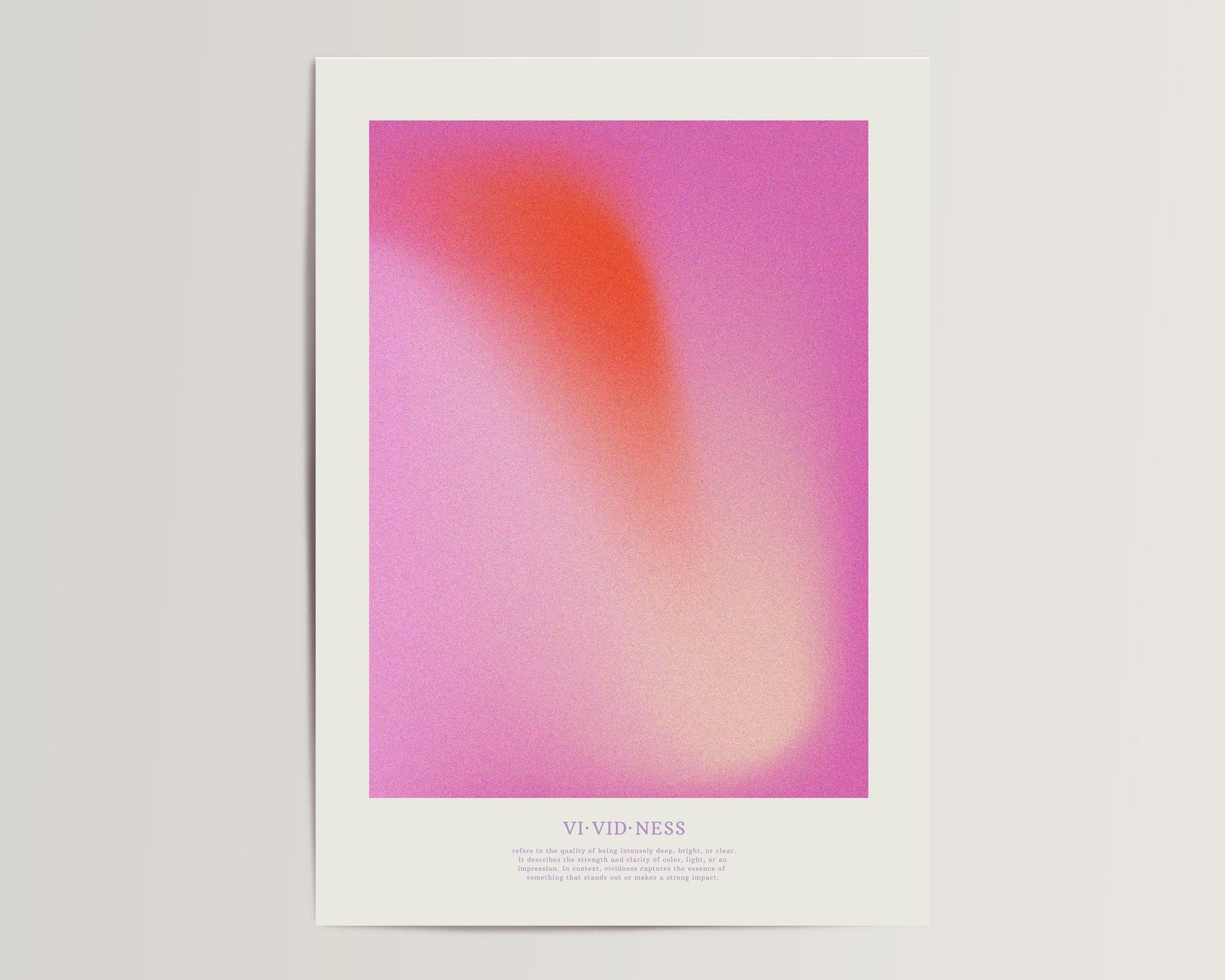 Gradient Poster Pink Orange Fine Grain &quot;Vividness&quot;, Like a Shooting Star – Perfect for Dreamers