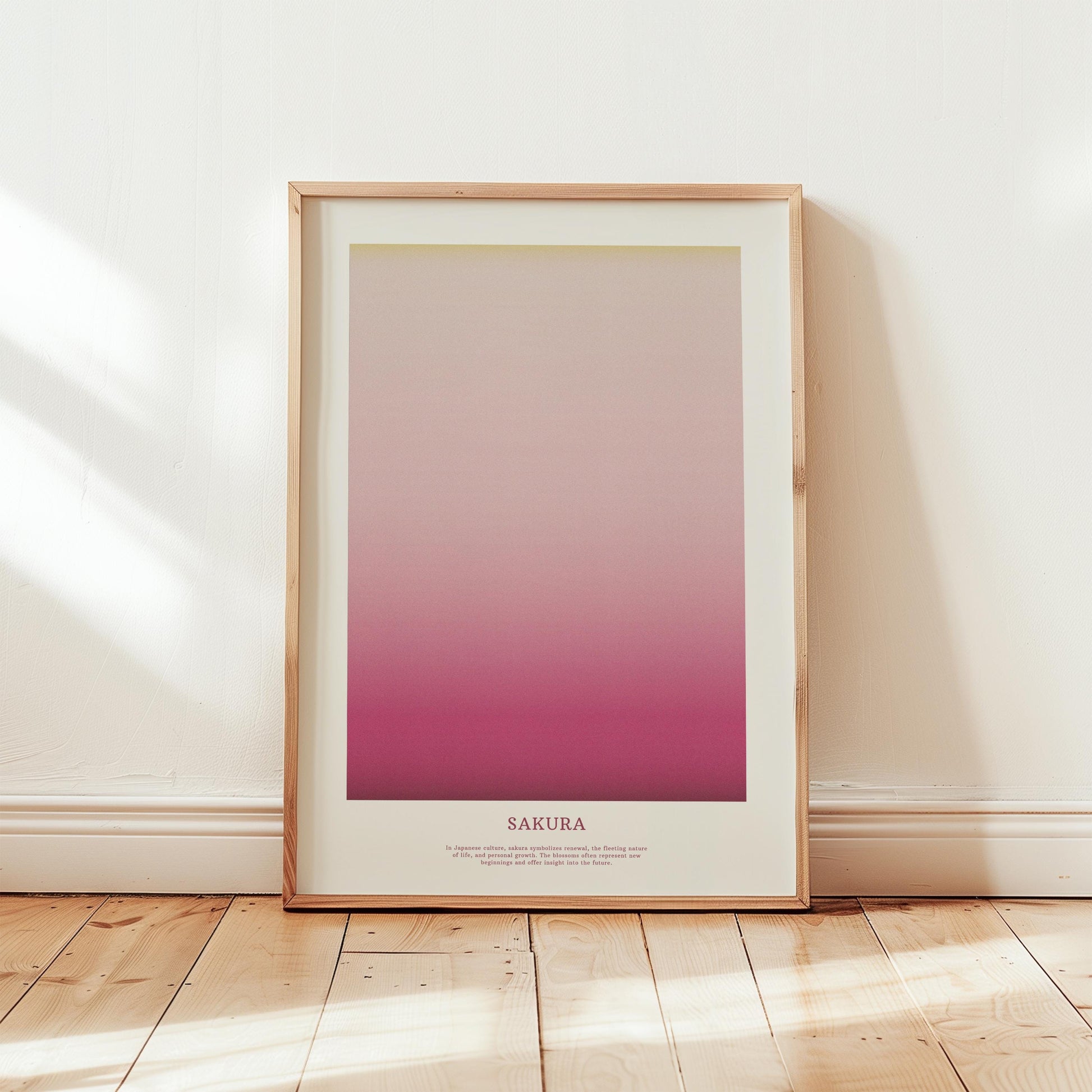 Cherry Blossom Poster, Gradient/Aura Pink Tones and Yellow – Perfect for Nature Lovers