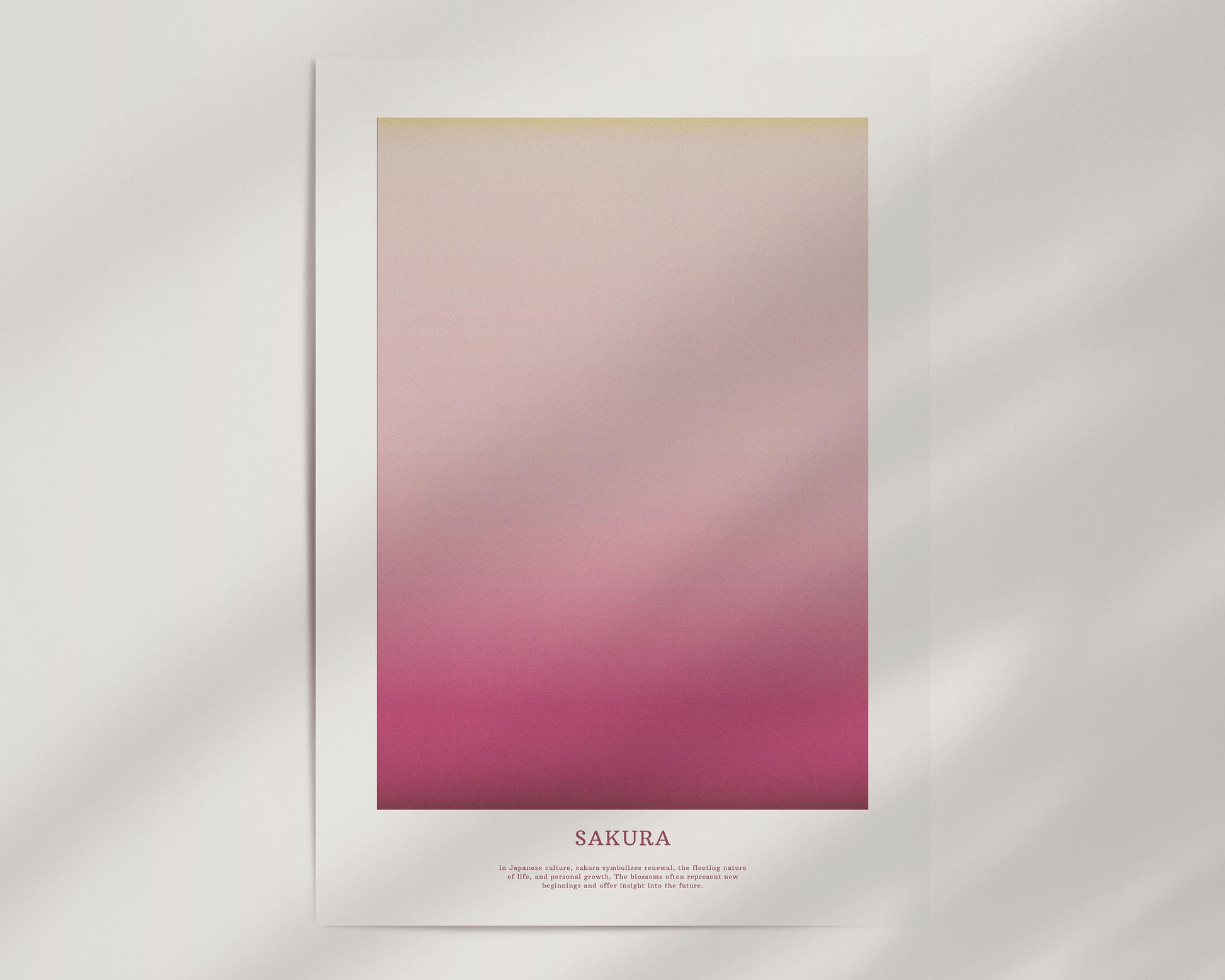 Cherry Blossom Poster, Gradient/Aura Pink Tones and Yellow – Perfect for Nature Lovers