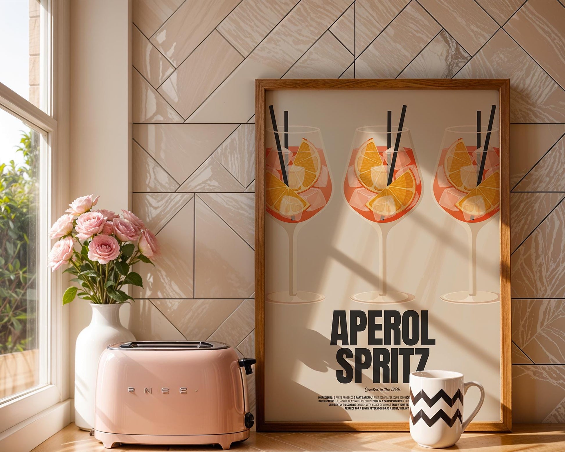 Aperol Spritz Poster | Classic Recipe Illustration | Minimalist Cocktail Art |  Summer Print for Kitchen or Living Room | Gift for Friends