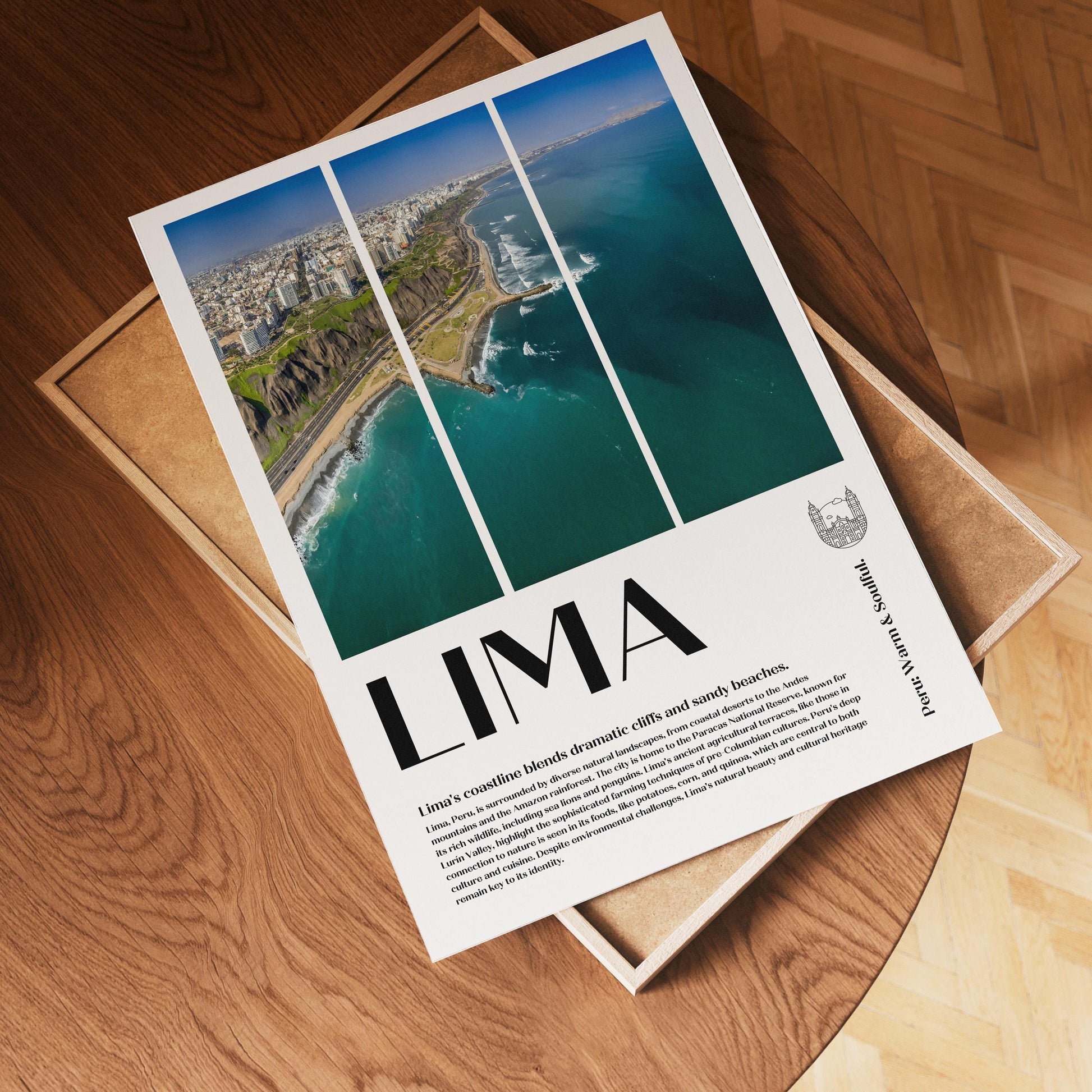 A minimalist coastal poster featuring an ocean view with gentle waves, soft blue hues, and a motivational text. Perfect for beach-themed decor.