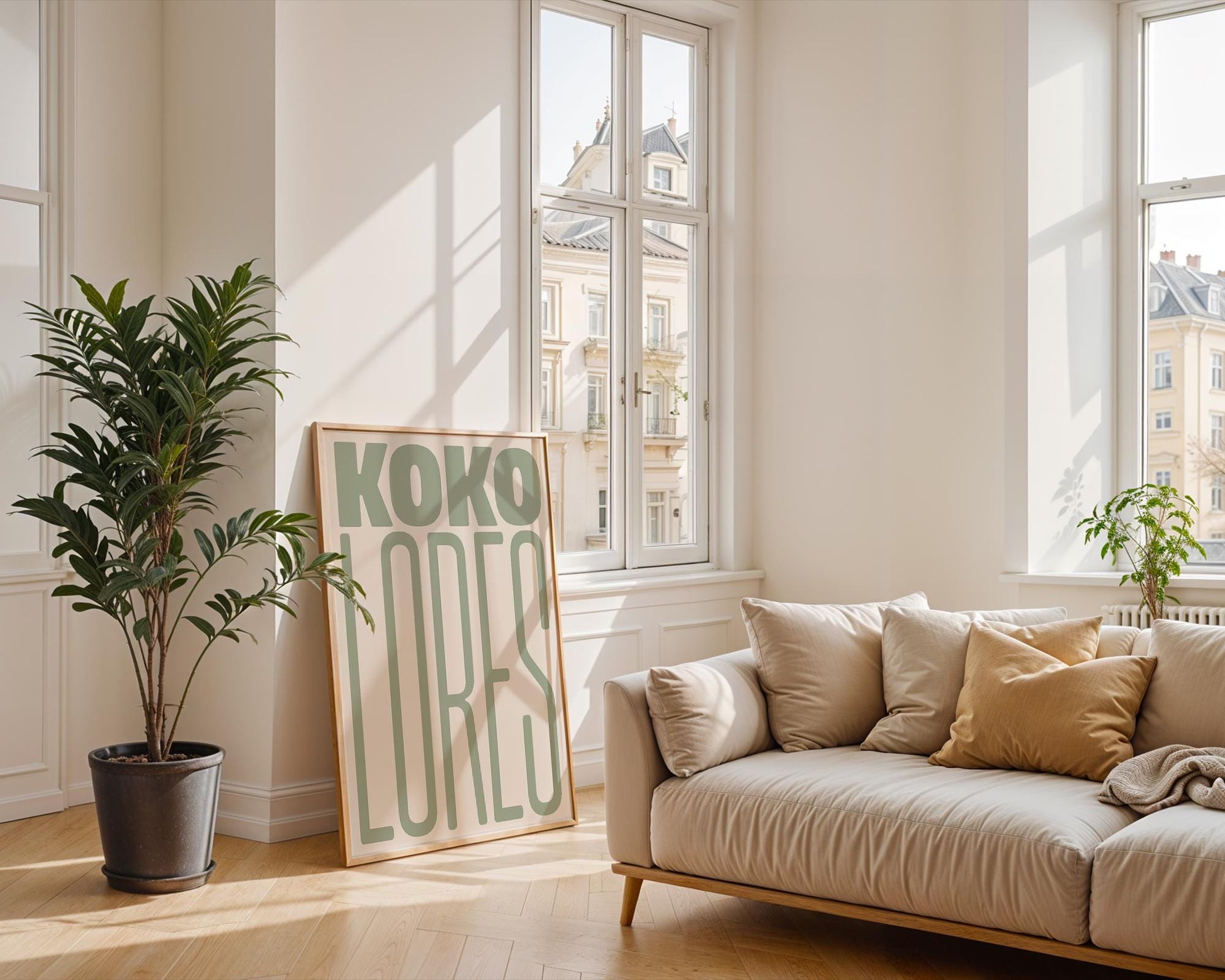 KOKOLORES Sage Green Poster: Minimalist and playful design for your wall decor in green and beige  – to add fun and color to your space |  Typography