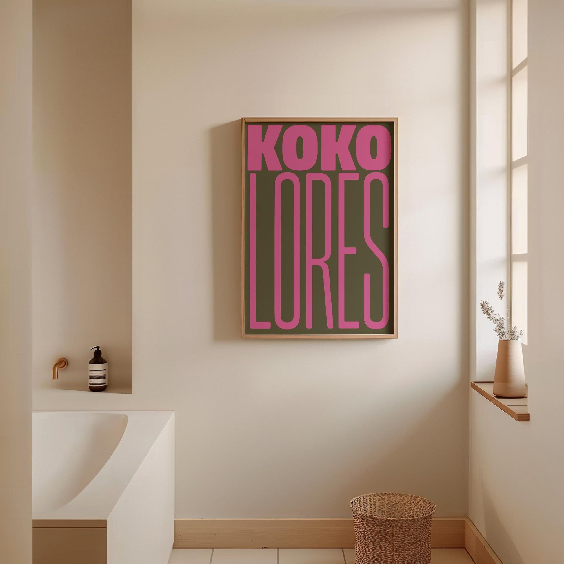 KOKOLORES Poster | Minimalist and playful design for your wall decor in pink and green – to add fun and color to your space |  Typography