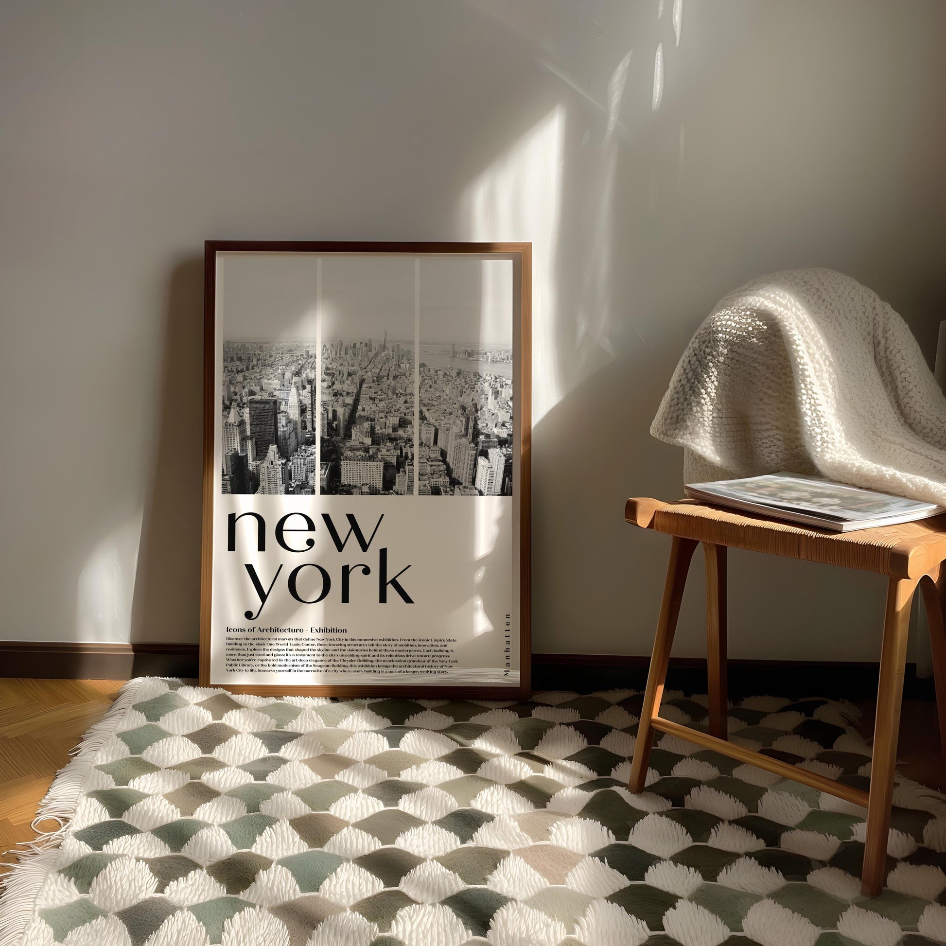 &quot;Aerial view of Manhattan in black and white, showcasing the iconic NYC skyline and architecture in a retro style.&quot;