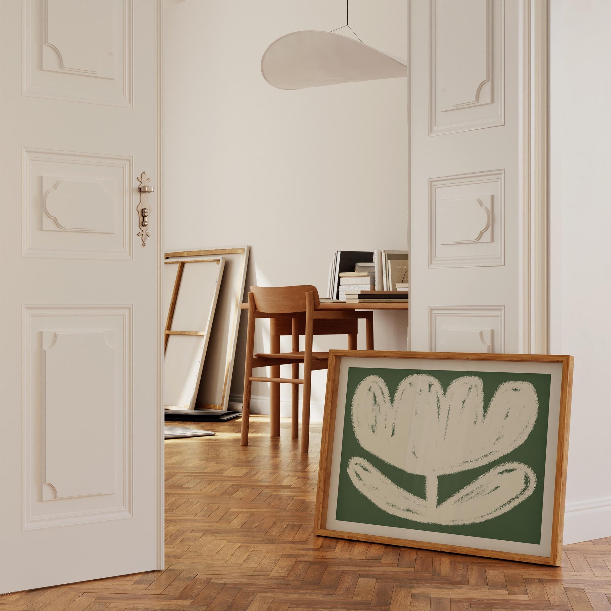 Chalk flower Poster | Perfect for adding a soft, artistic touch to any space | green and beige | digital download