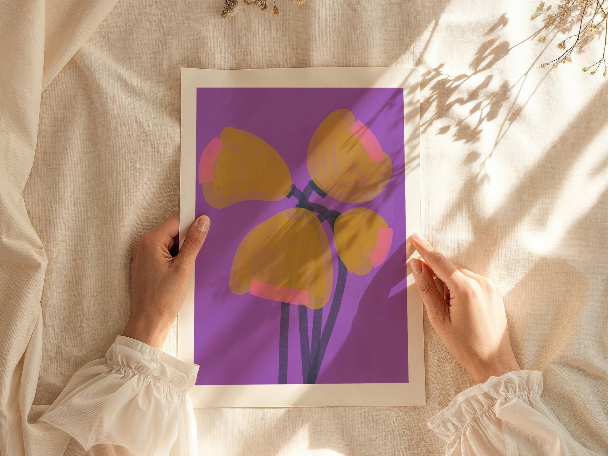Poster TULIPS abstract in chalky, vibrant colors – a perfect touch of modern art for any room.