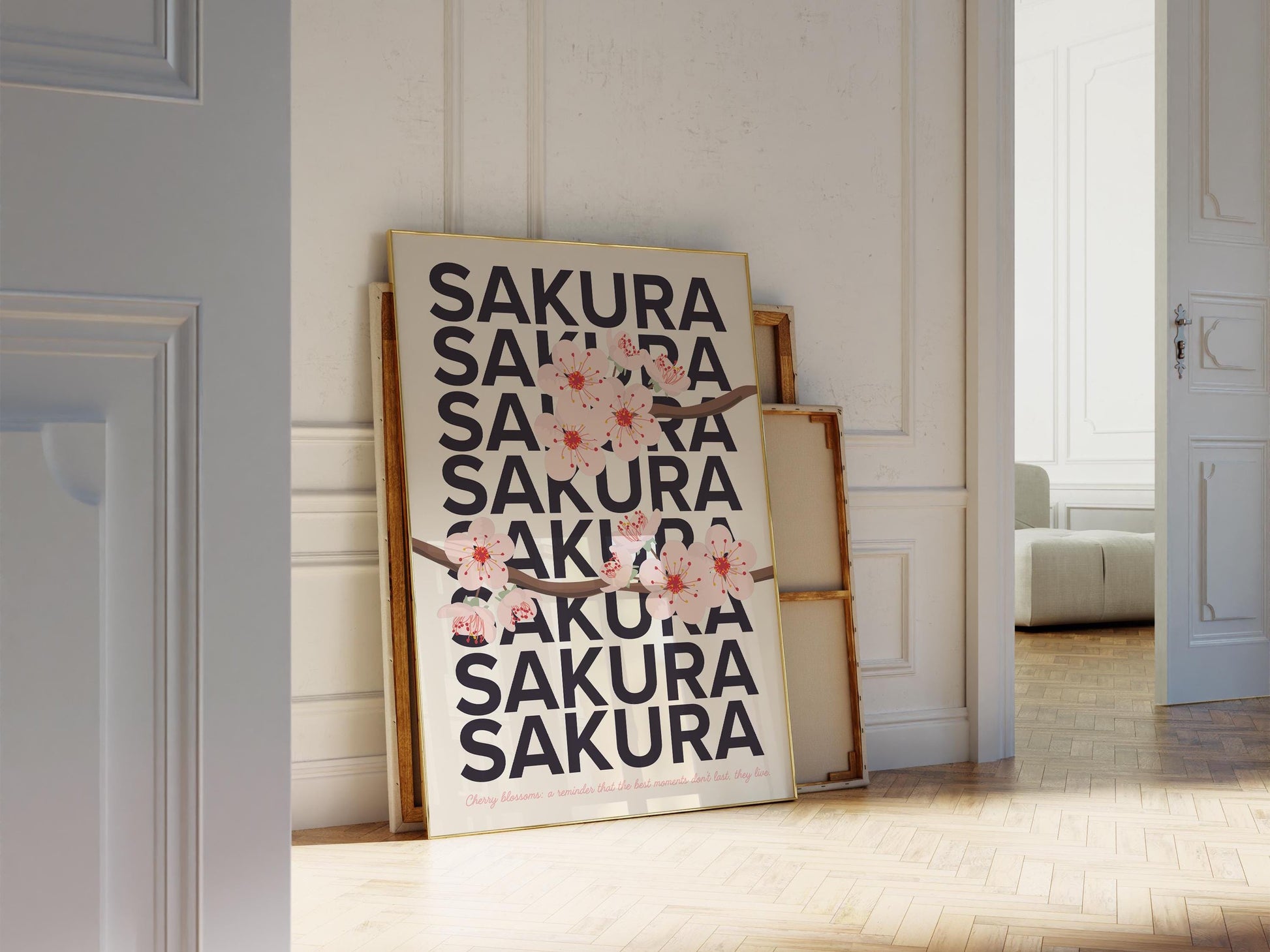Cherry Blossom (Sakura) Japan Poster | Japandi Wall Art | Dopamine Decor and Modern Kitchen Art | Print Flower Art | Mid Century Modern