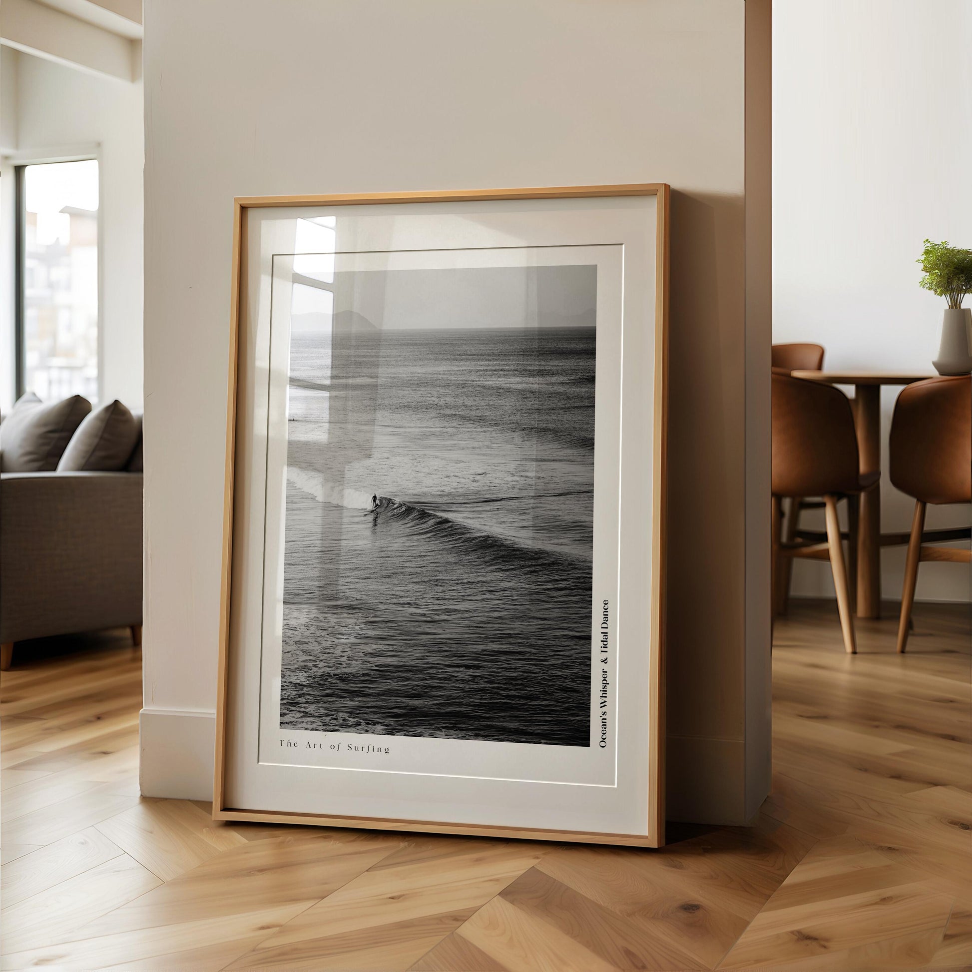 Retro Black and White Surfing Poster – A nostalgic vibe with timeless waves, perfect for surf lovers and beach enthusiasts.
