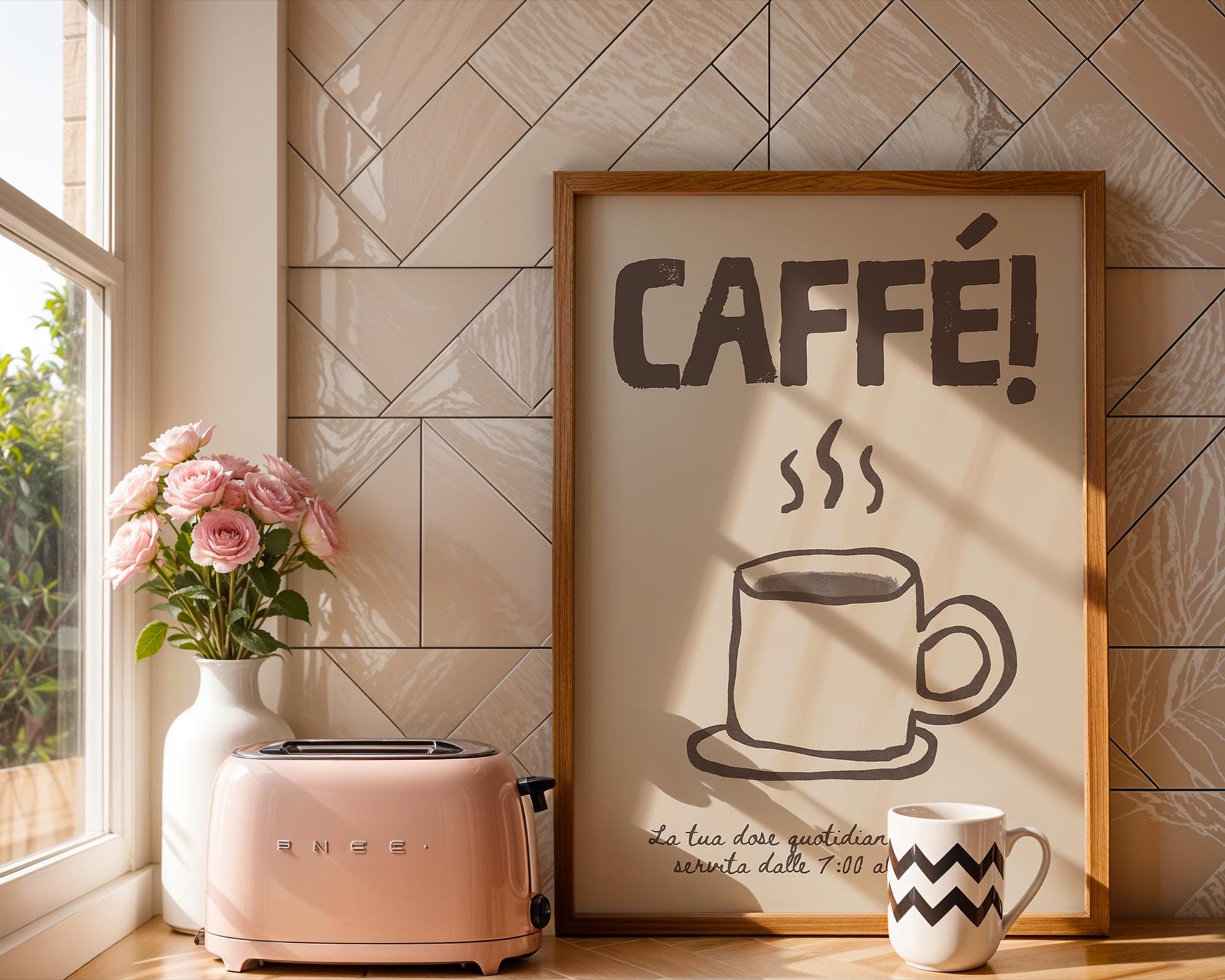 Caffé Poster, Cafe Poster, Retro Coffee Poster, Espresso Poster, Coffee Bar Decor, Modern Kitchen Art | Italian Moka Pot | Digital Download