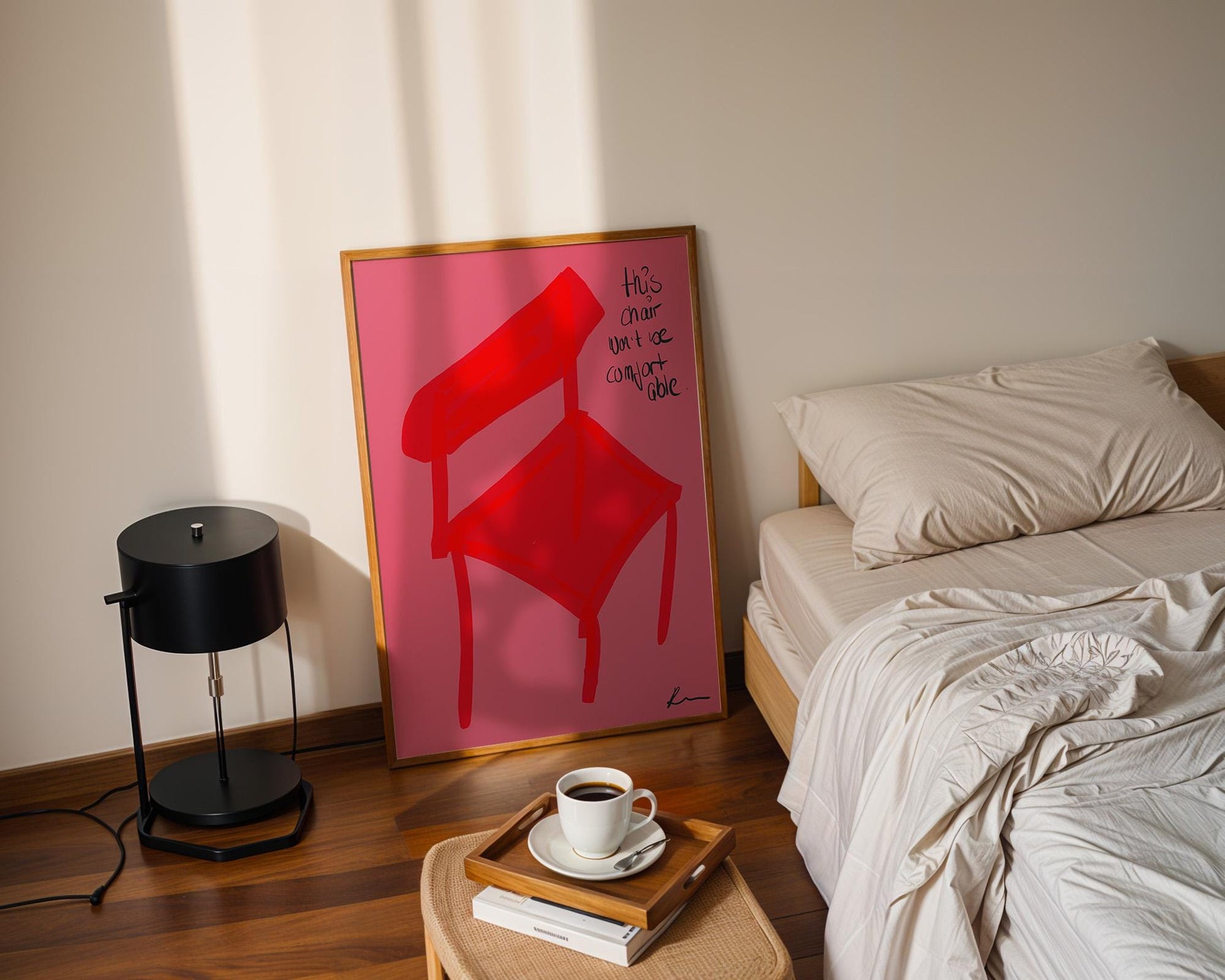 Red Chair Abstract Poster | Bold Minimalist Wall Art | Unique Modern Decor | Thought-Provoking Illustration | Artistic Print