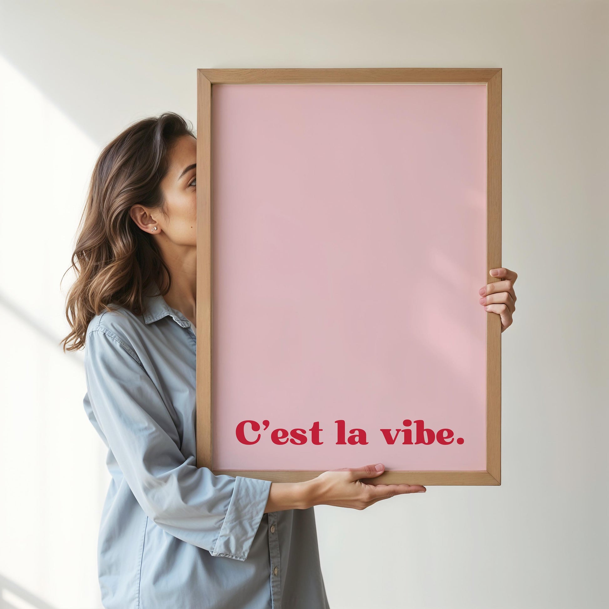 C'est la Vibe | Poster | Bold Red Text | Motivational Quote Art | Gift for Friends | Modern Wall Decor