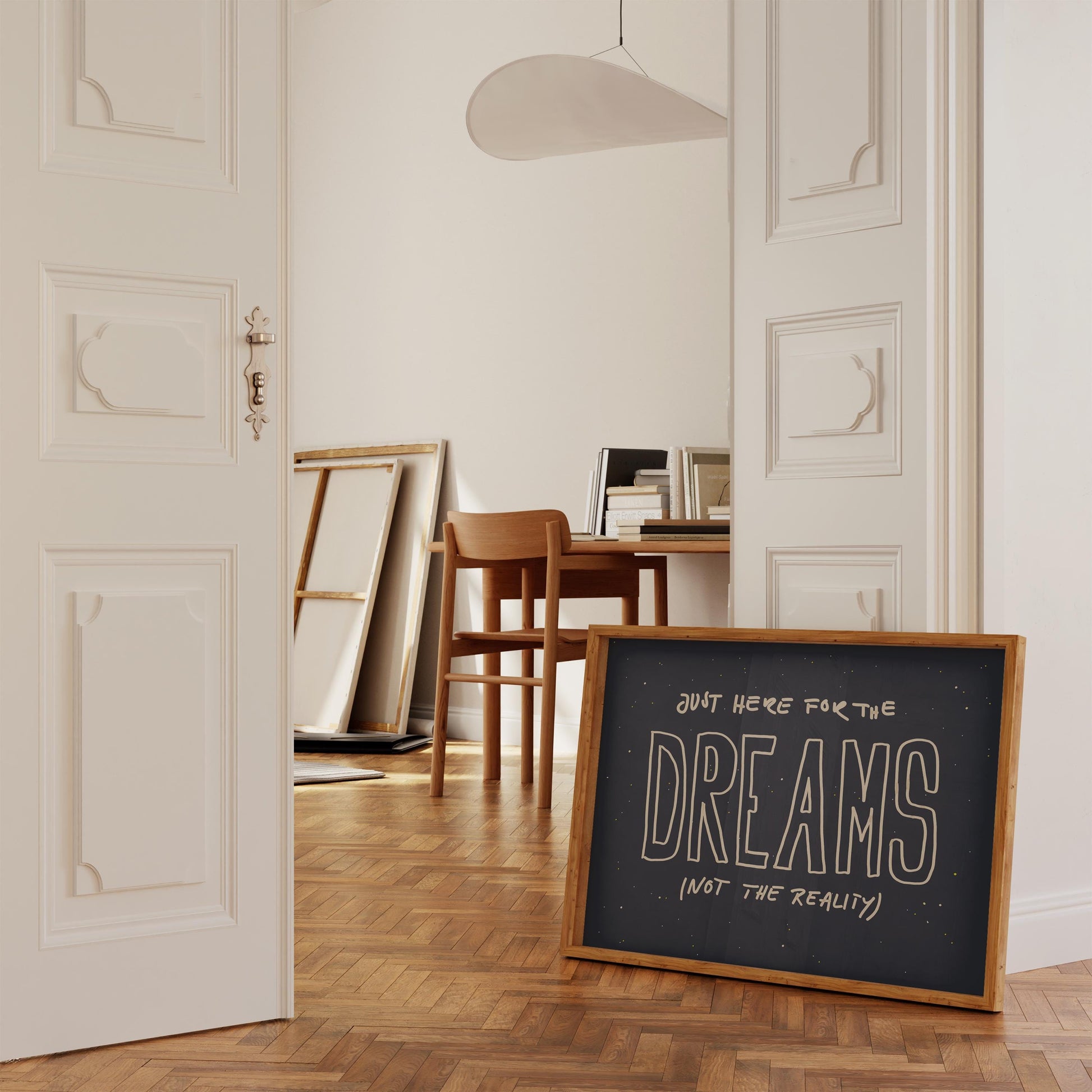 Just Here for the Dreams - Poster | Motivational Quote Wall Art | Dreams Horizontal Print | Mid Century Print | Bedroom  Aesthetic Wall Art
