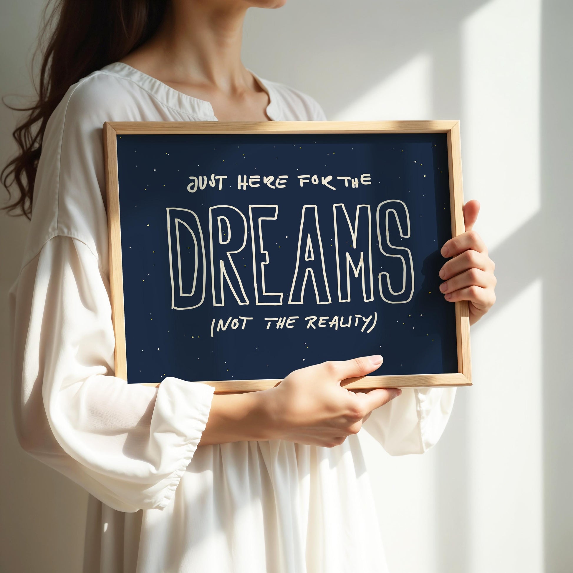 Just Here for the Dreams - Poster | Motivational Quote Wall Art | Dreams Horizontal Print | Mid Century Print | Bedroom  Aesthetic Wall Art