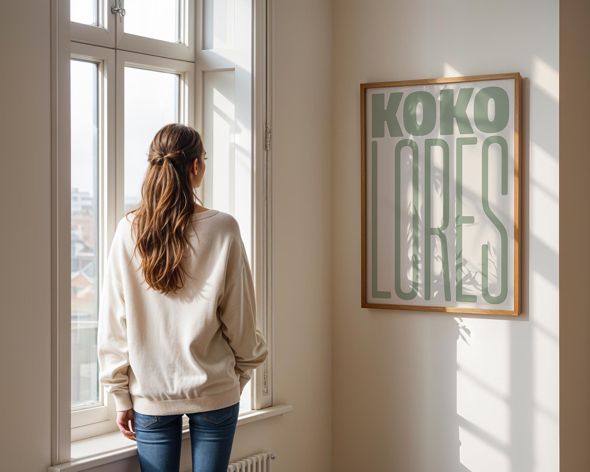 KOKOLORES Sage Green Poster: Minimalist and playful design for your wall decor in green and beige  – to add fun and color to your space |  Typography