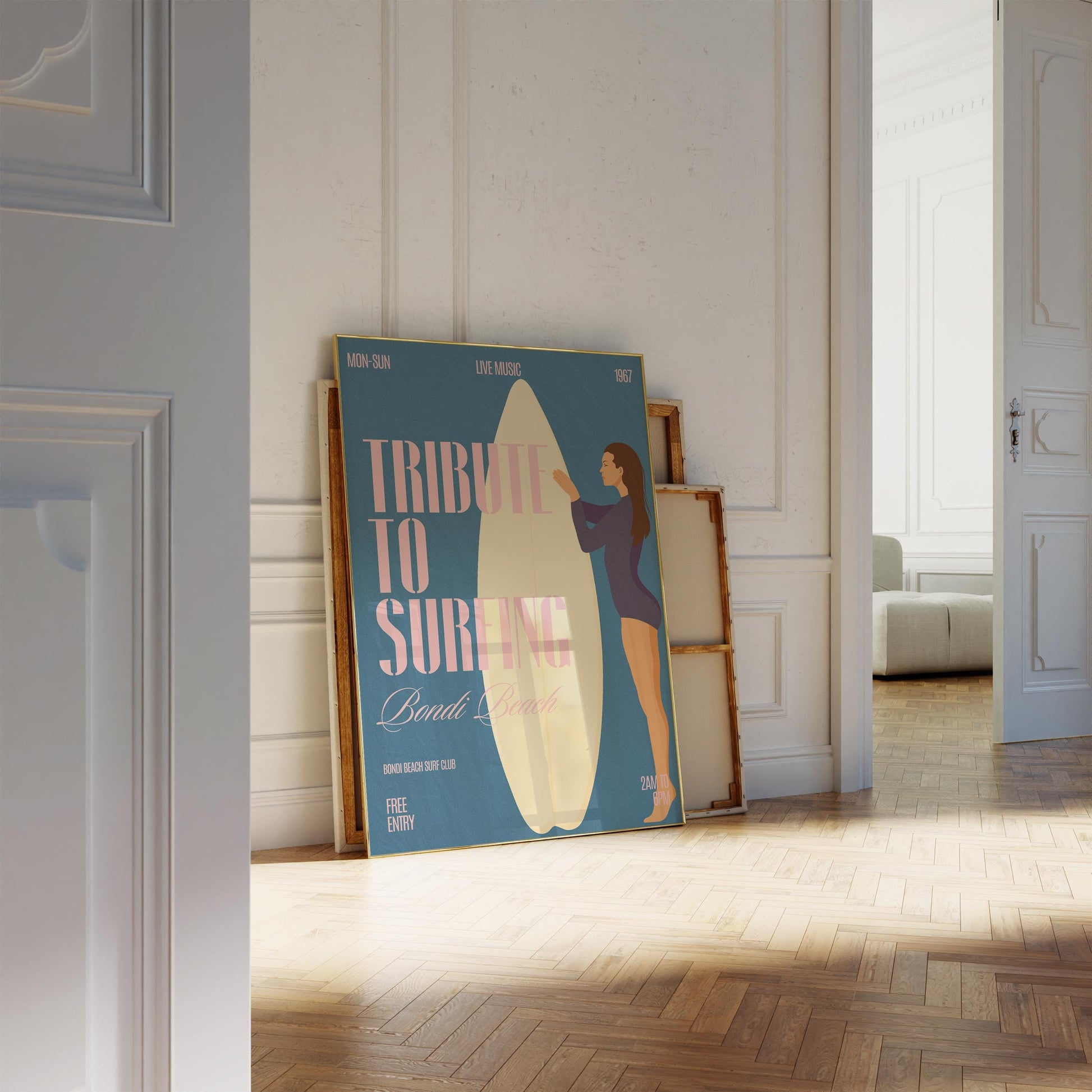 Retro Surfing Poster