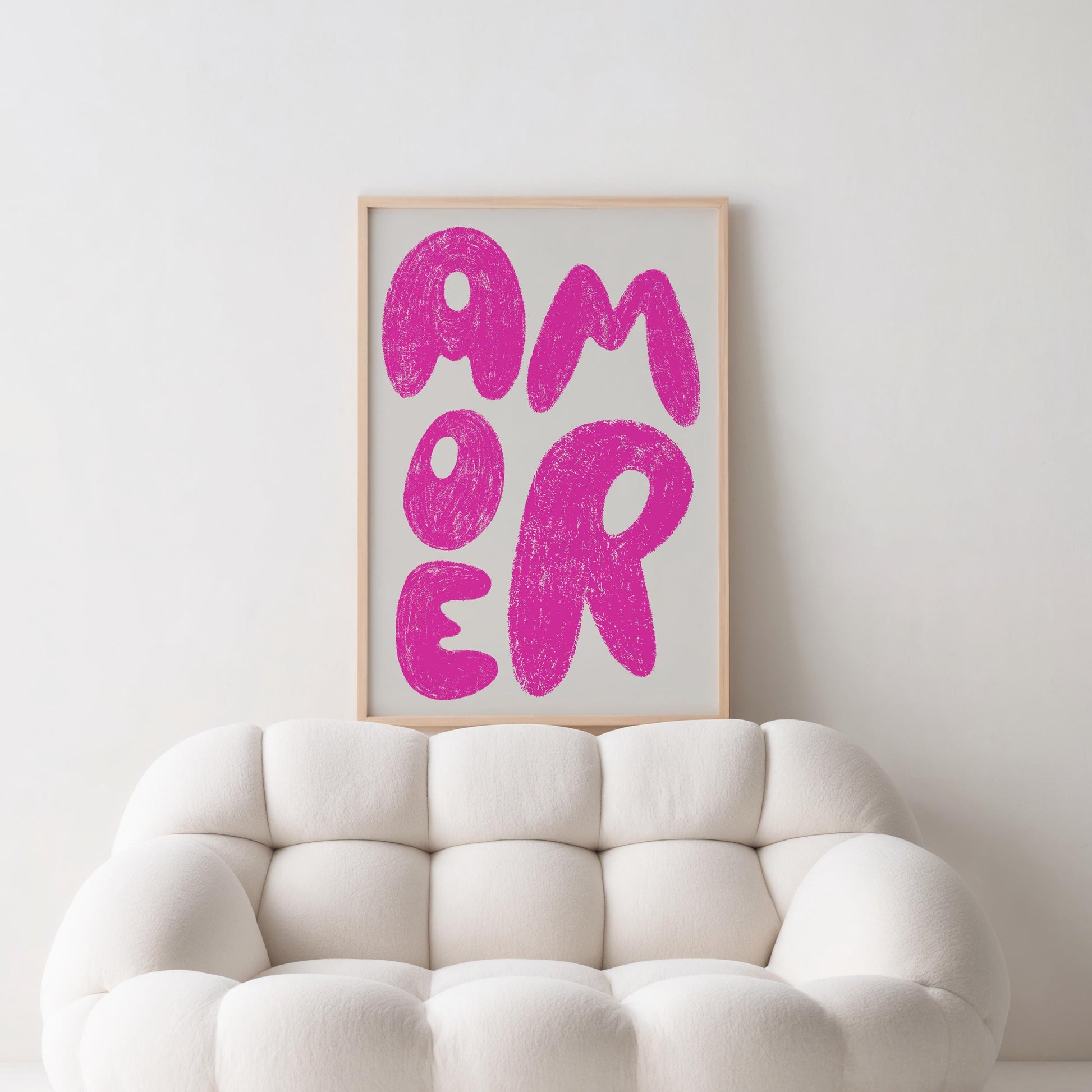 Amore Pink Poster | Love Wall Art | Brushstroke Typography | Gift Valentines Wedding | Modern Minimalist Art