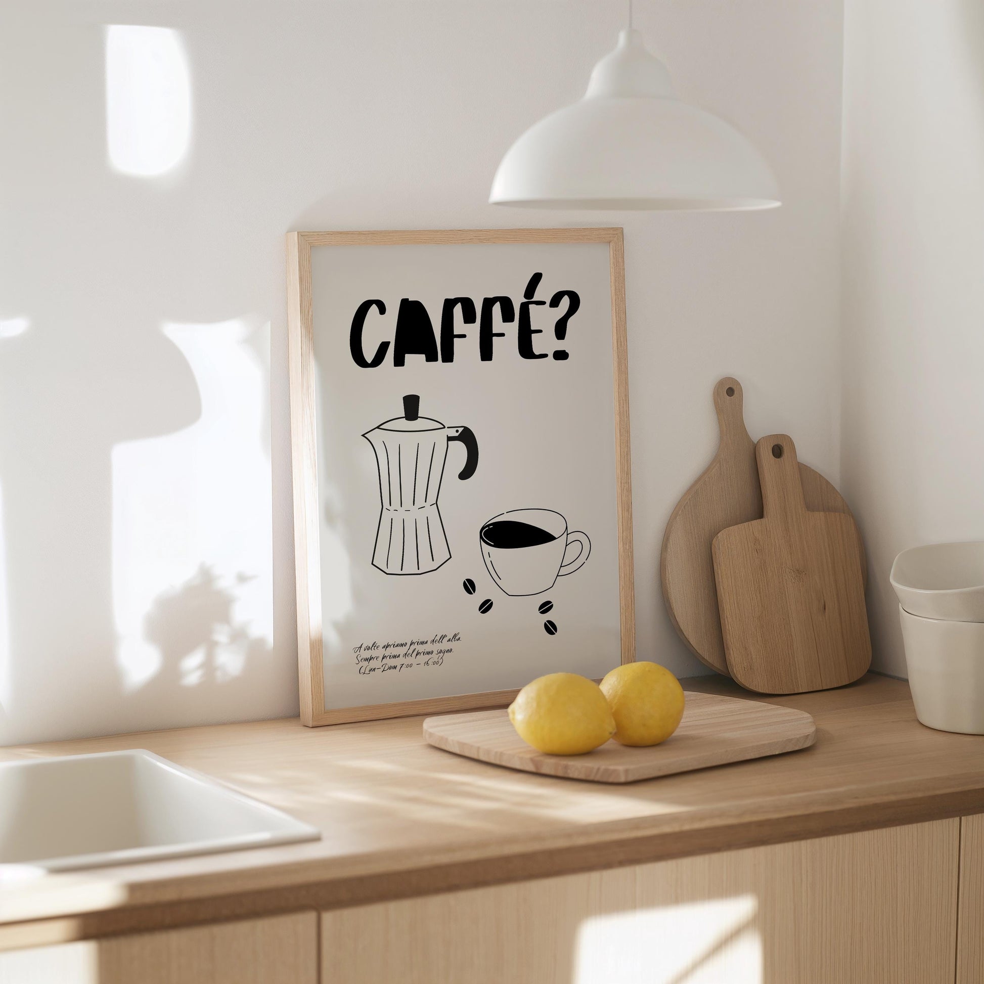 Minimalist coffee poster featuring bold “CAFFÉ?” text, hand-drawn moka pot and espresso cup on neutral beige background, with poetic Italian café quote and modern hipster aesthetic.

🇩🇪 Deutscher ALT-Text:
Minimalistisches Kaffee-Poster mit „CAFFÉ?“-Schriftzug, handgezeichneter Mokkakanne und Espressotasse auf beigem Hintergrund, inklusive poetischem italienischen Café-Zitat im modernen Hipster-Stil.
