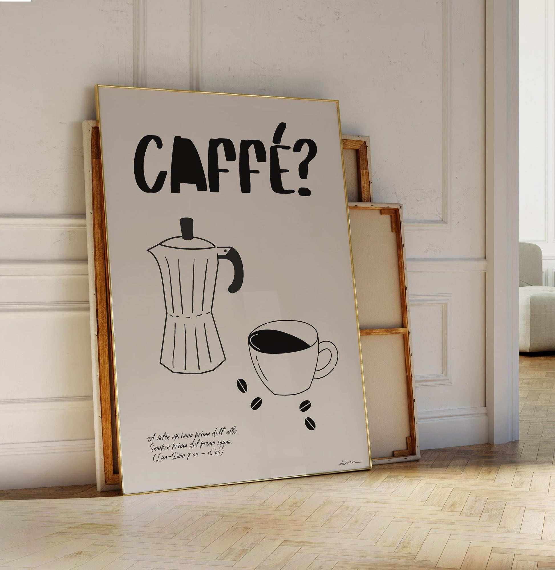 Coffee Poster Print | Italian Espresso Art | Moka Pot Wall Decor | Gift for Coffee Lovers | Minimal Retro Kitchen Style