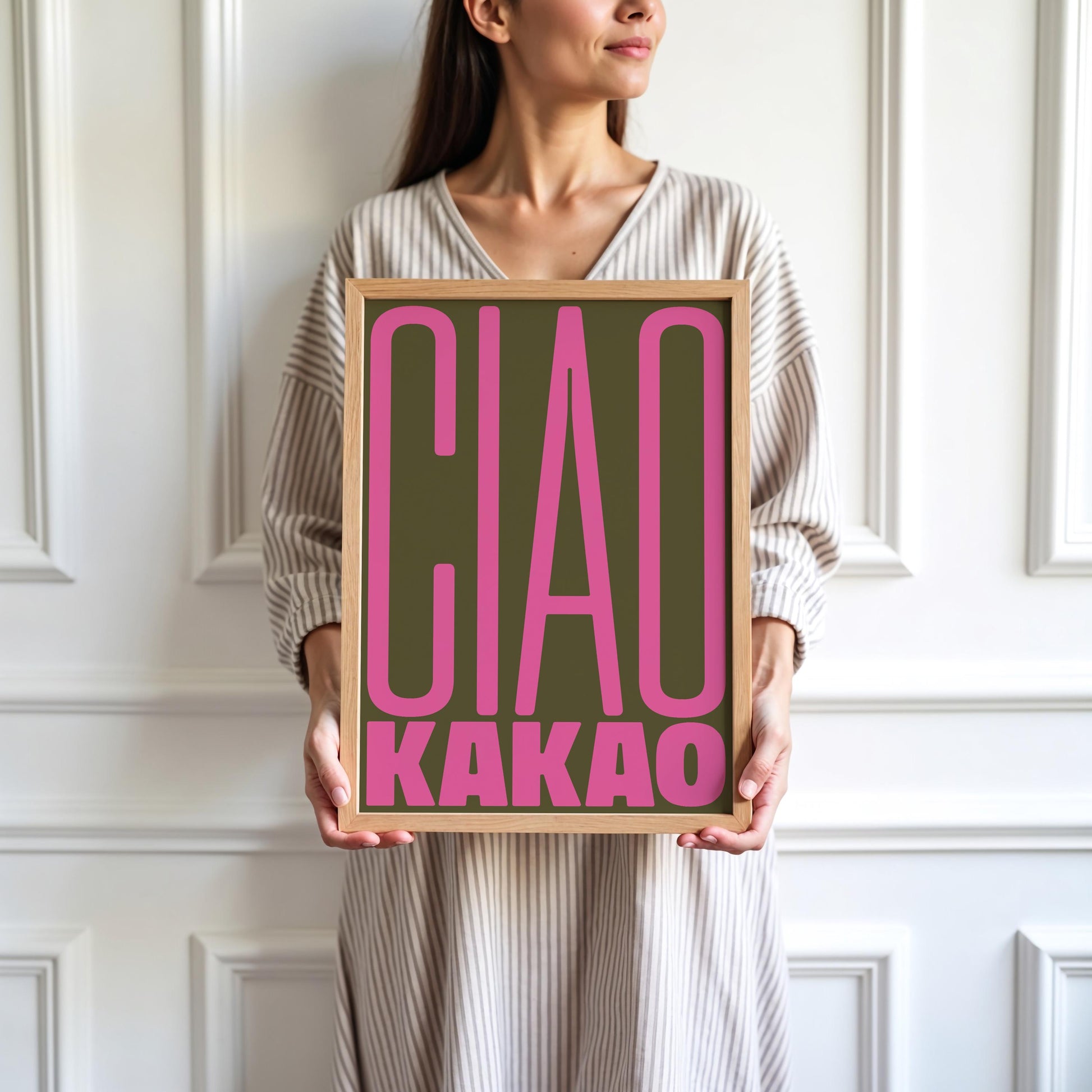 Ciao Kakao Poster: Minimalist design with an funny goodbye words and block typography – stylish wall decor and the perfect gift idea
