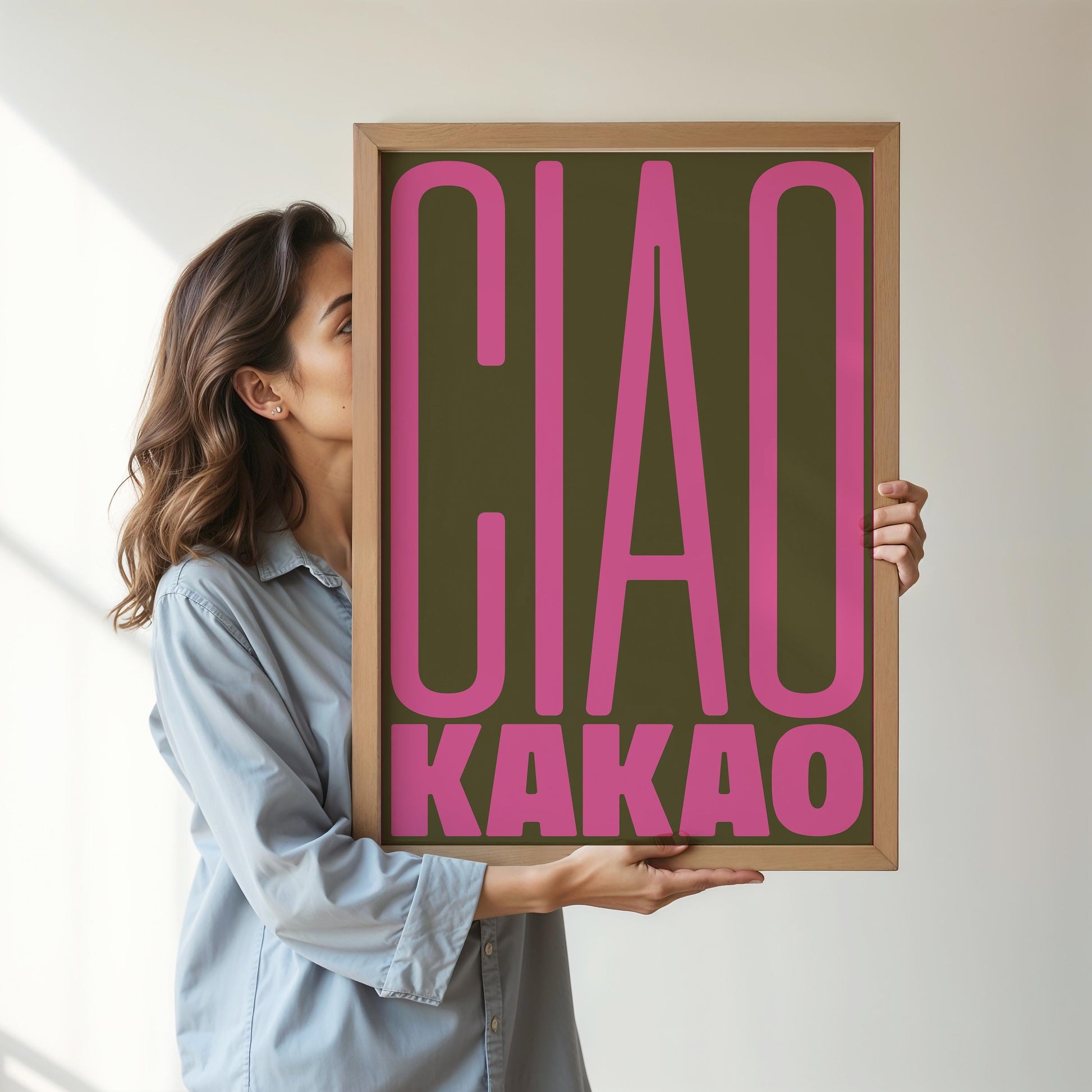 Ciao Kakao Poster: Minimalist design with an funny goodbye words and block typography – stylish wall decor and the perfect gift idea
