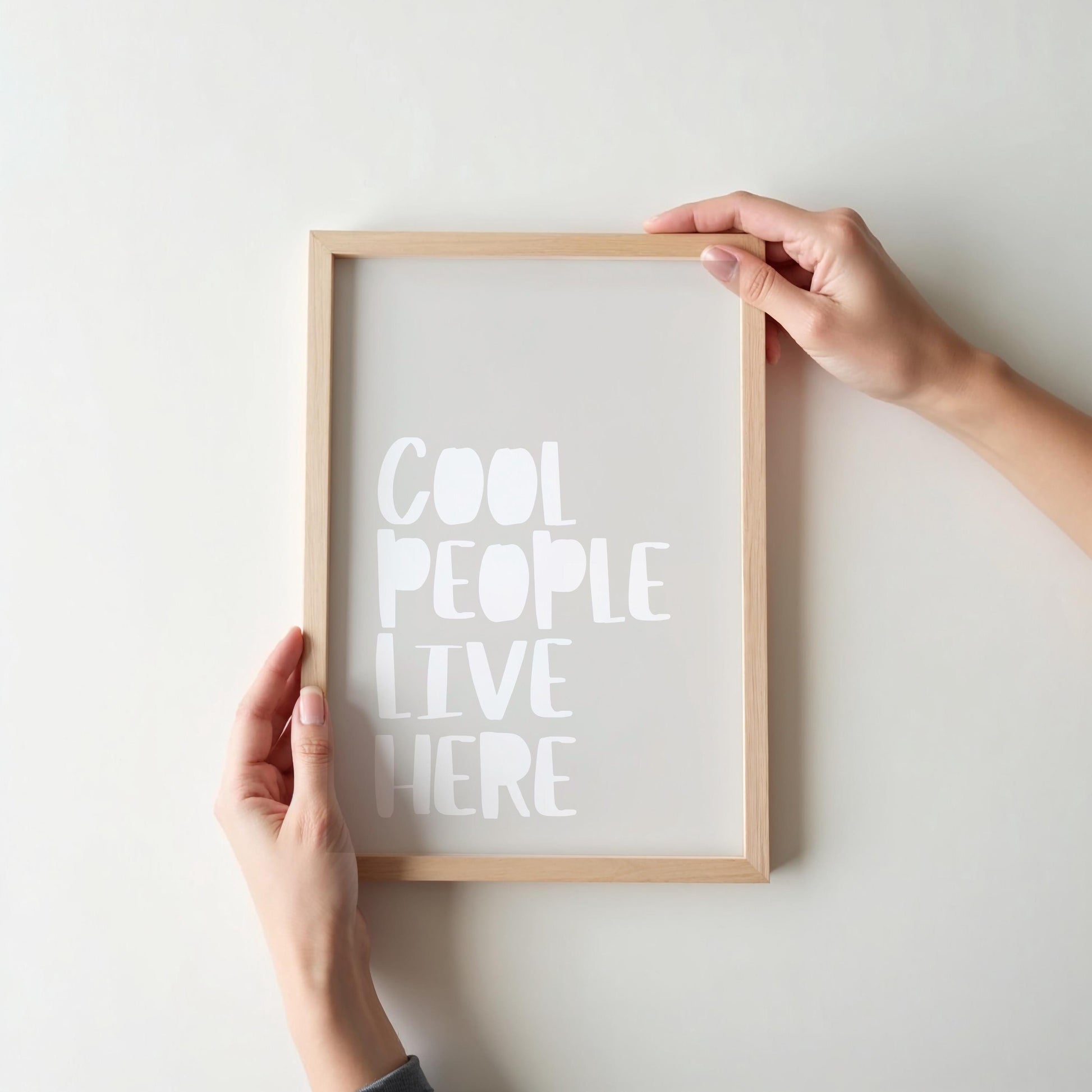 Quote Poster | Cool People Live Here Print | Funny Kitchen or Floor Wall Art | Minimalist Typography