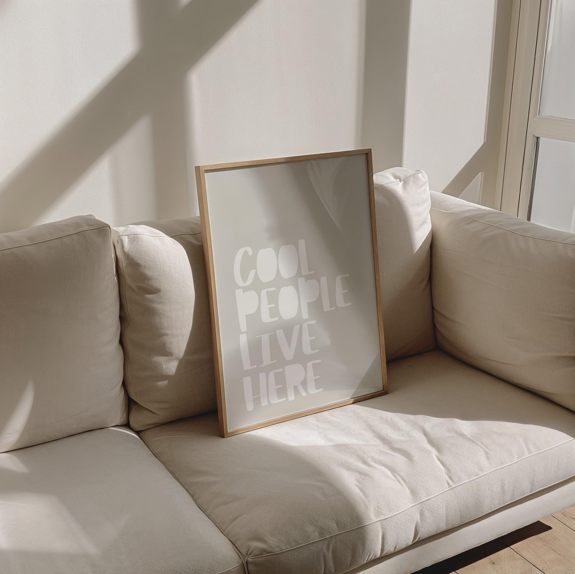Quote Poster | Cool People Live Here Print | Funny Kitchen or Floor Wall Art | Minimalist Typography