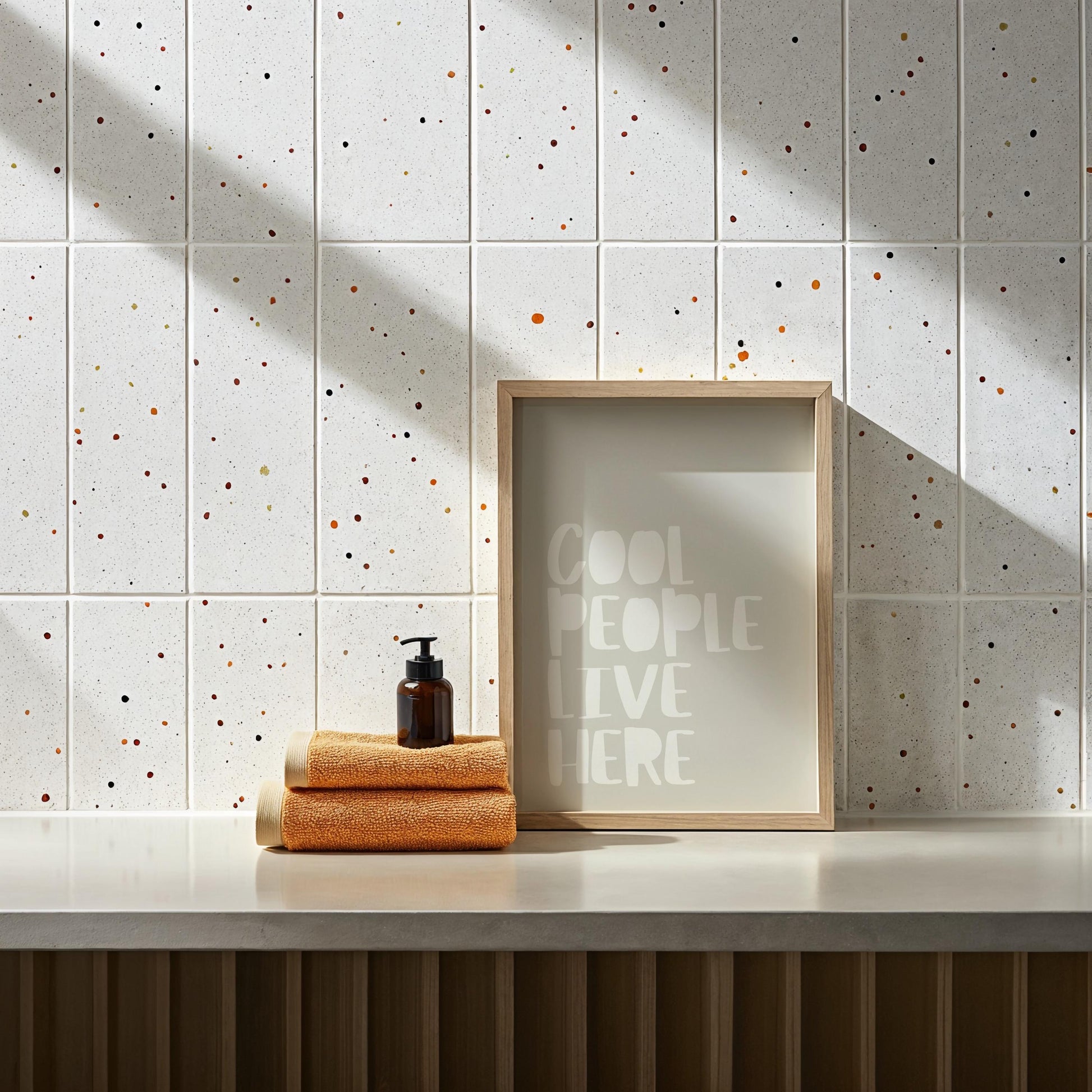 Quote Poster | Cool People Live Here Print | Funny Kitchen or Floor Wall Art | Minimalist Typography