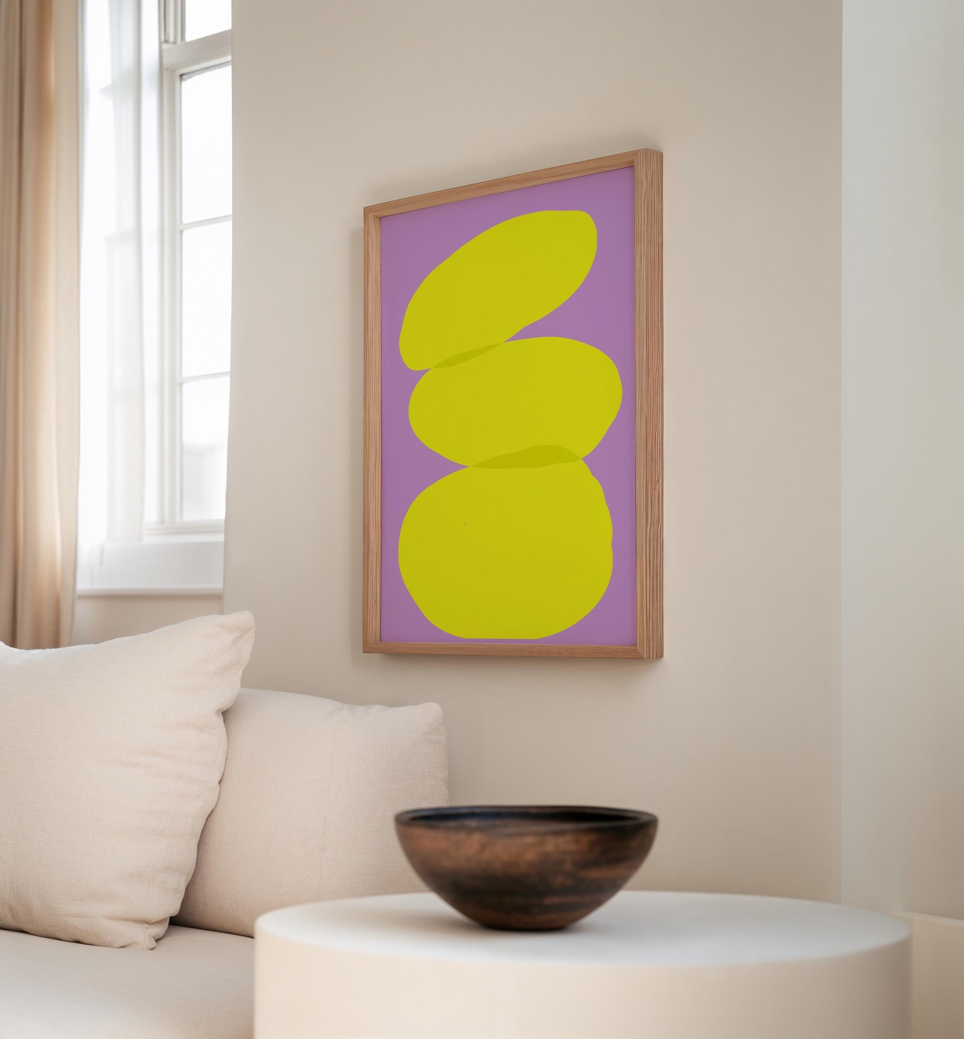 Abstract Wall Art | Minimalist Art Poster | Yellow Purple Print Decor | Gift for Creative Minds | Modern Zen Balance Art