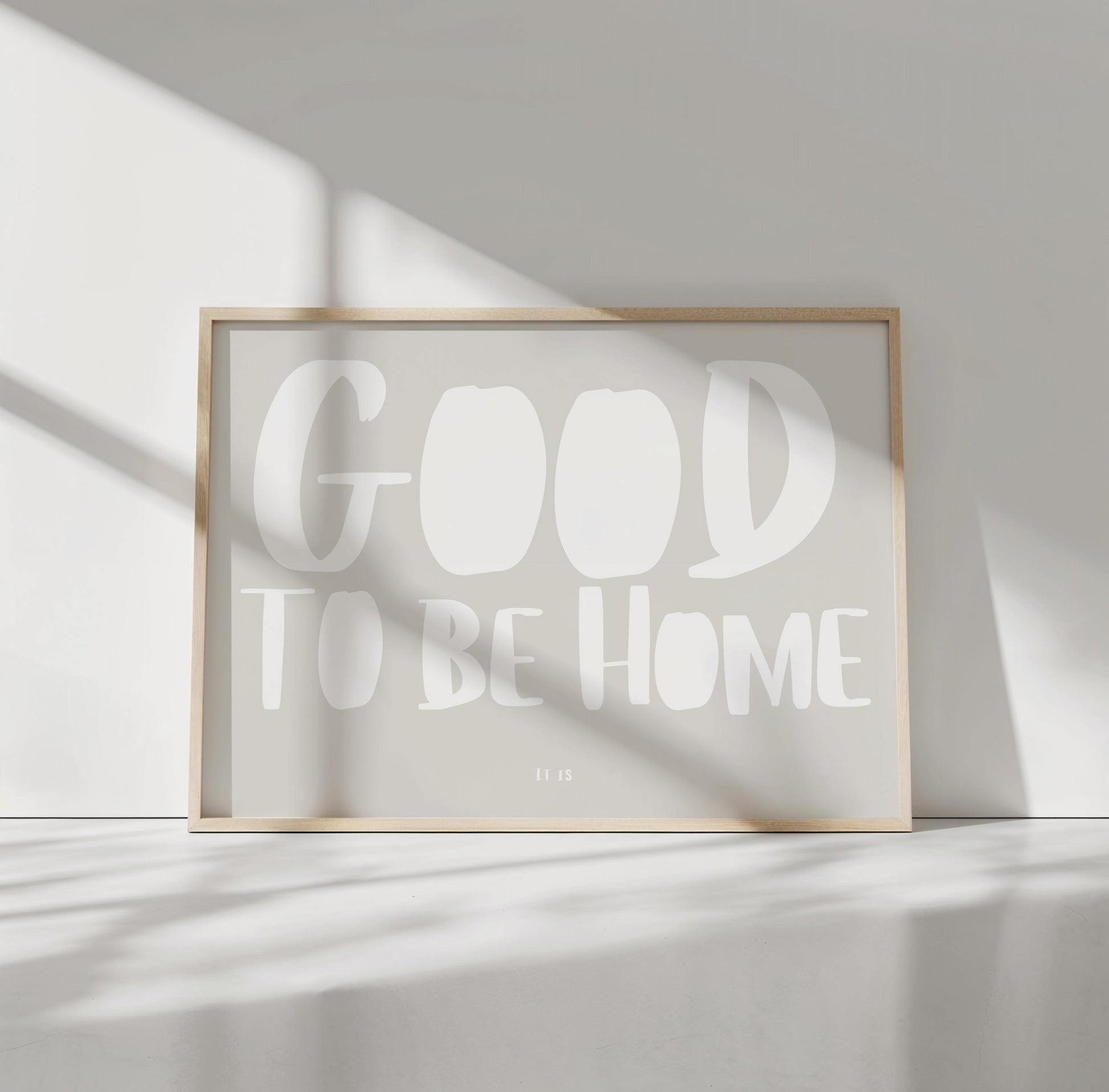 Home Quote Poster | Good to Be Home Print | Minimalist Wall Art, Cozy Decor, Boho Typography | Entryway Gift Idea | Calm Beige Style
