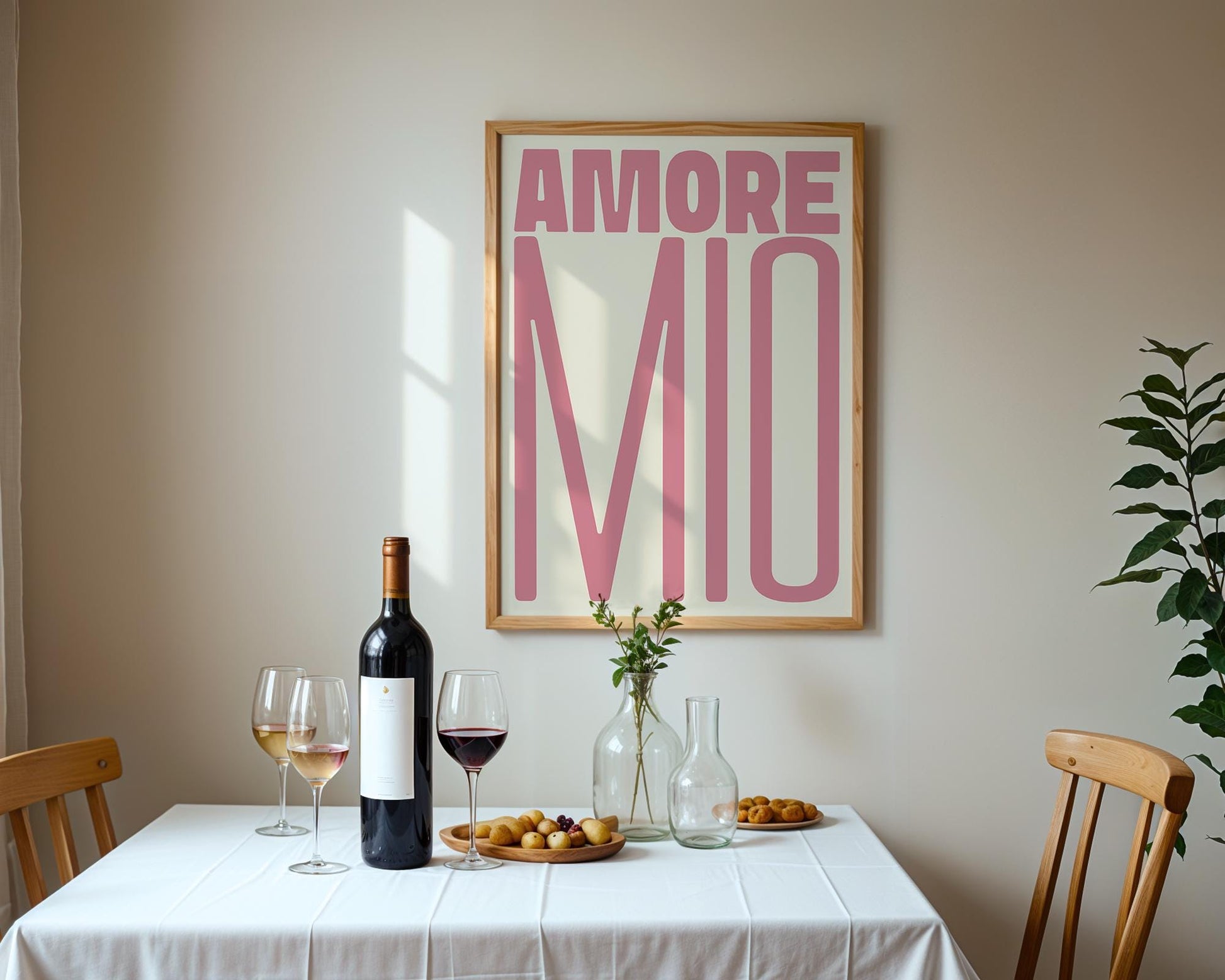 Amore Mio Poster | A soft pink, romantic typography print with a elegant touch for your cozy space. Perfect for any lover of beauty!