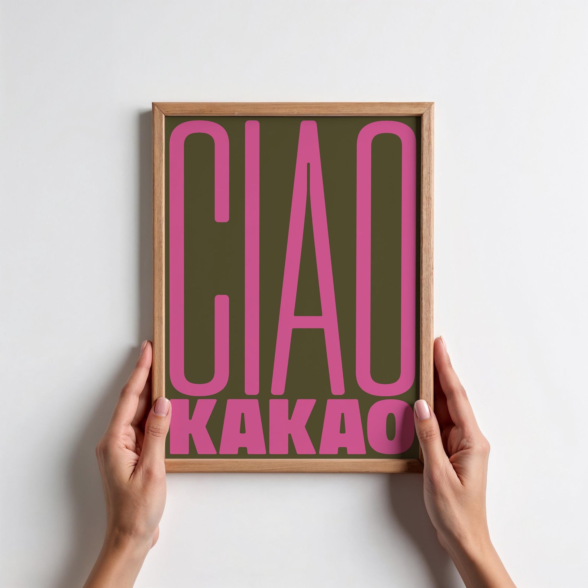 Ciao Kakao Poster: Minimalist design with an funny goodbye words and block typography – stylish wall decor and the perfect gift idea
