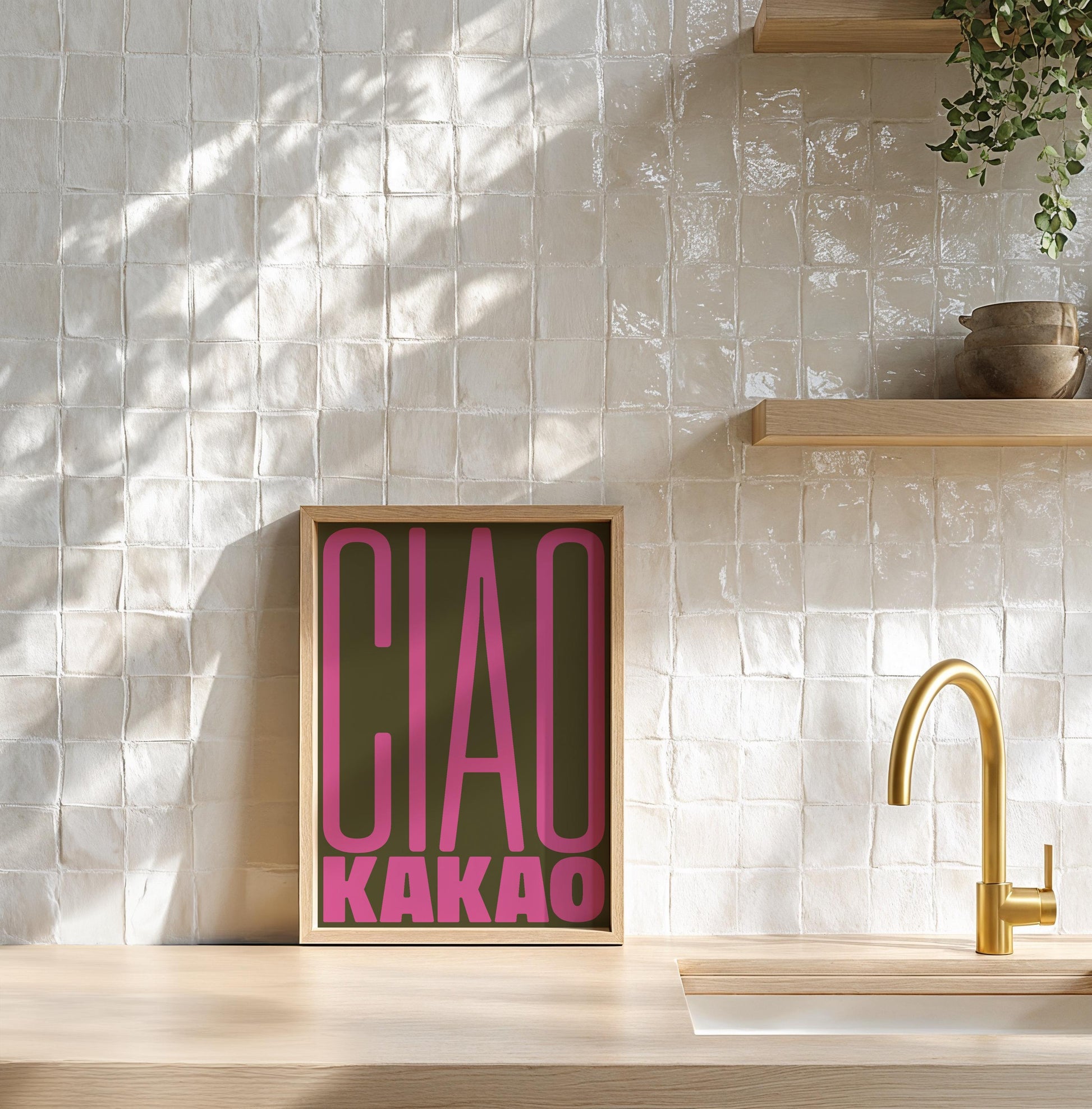 Ciao Kakao Poster: Minimalist design with an funny goodbye words and block typography – stylish wall decor and the perfect gift idea