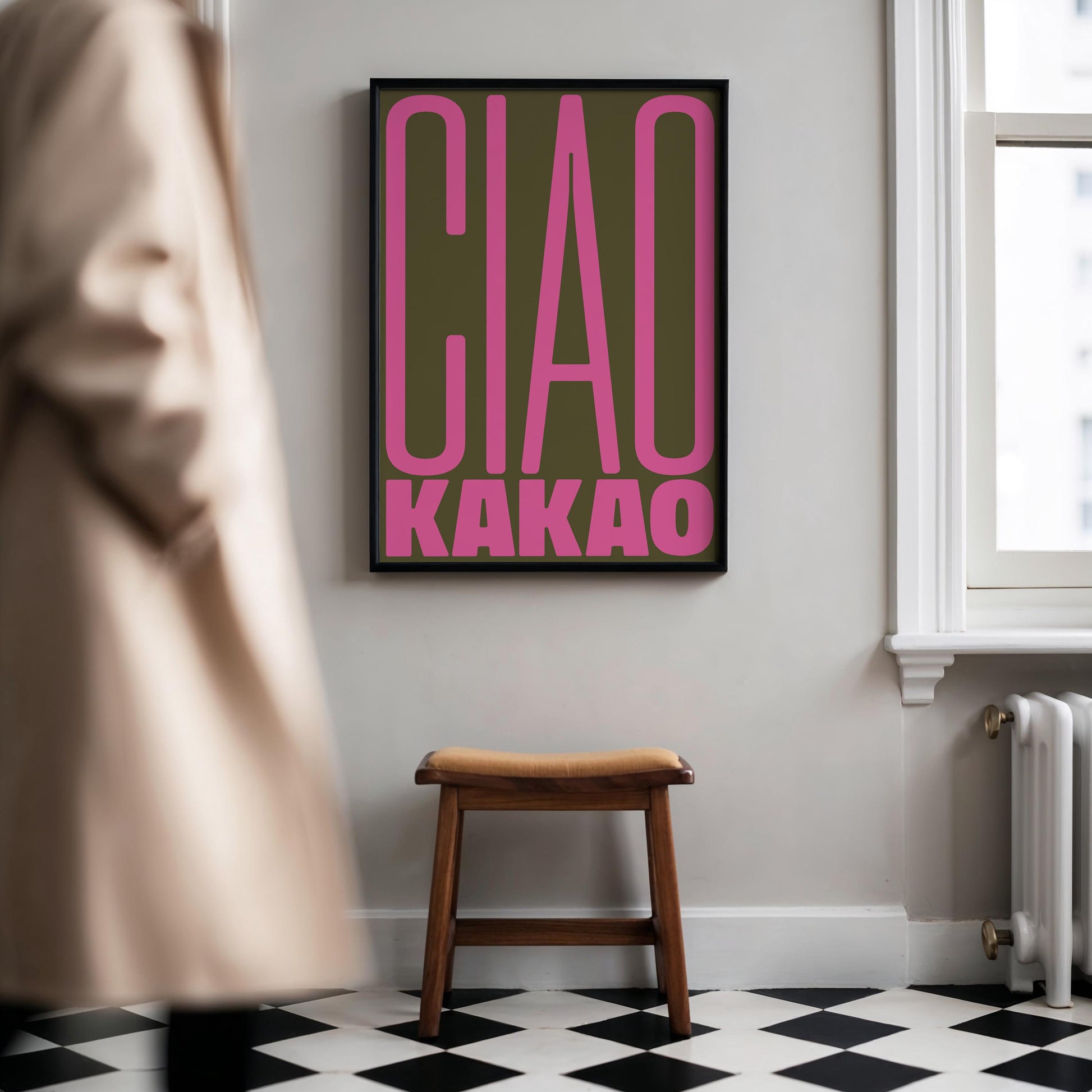Ciao Kakao Poster: Minimalist design with an funny goodbye words and block typography – stylish wall decor and the perfect gift idea