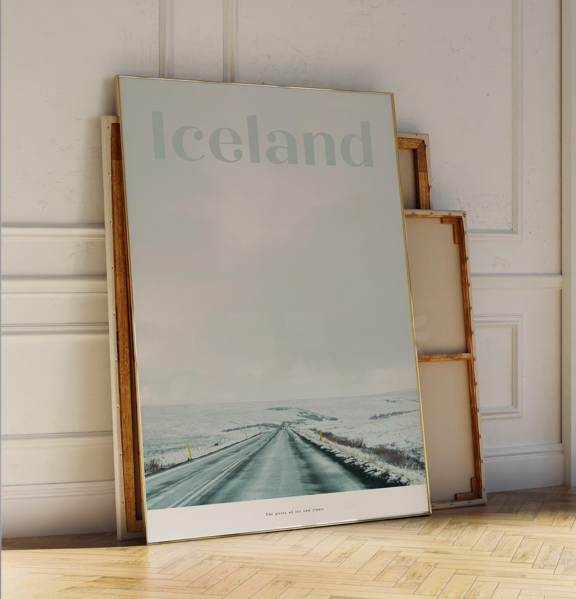 Iceland Poster | Island Fotoposter Schneelandschaft | Reise Geschenk | Naturfreunde Wandkunst | Skandinavisch Minimalistisch