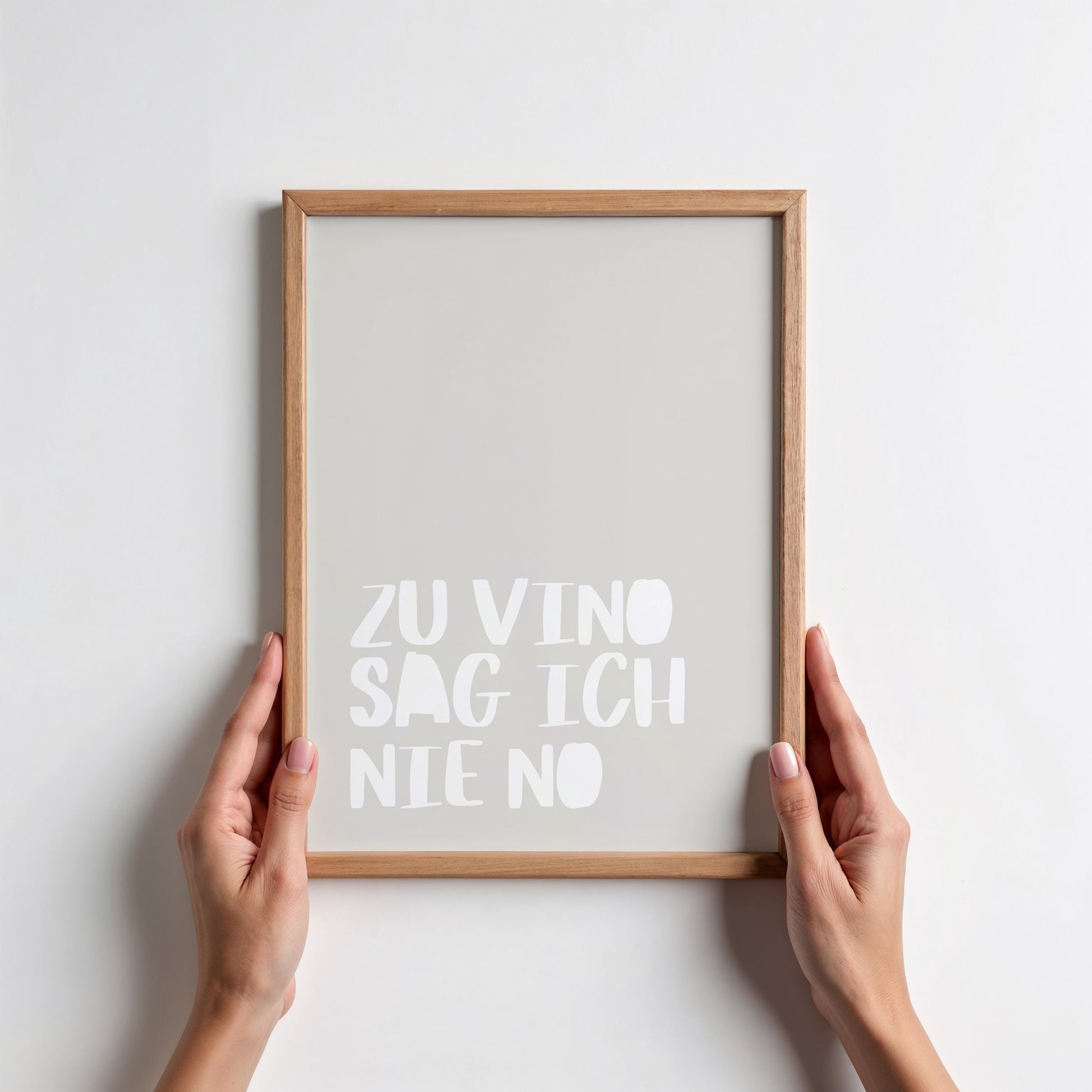 Wine Quote Poster | Zu Vino sag ich nie No Print | Funny German Kitchen Wall Art | Gift for Wine Lovers | Minimalist Typography
