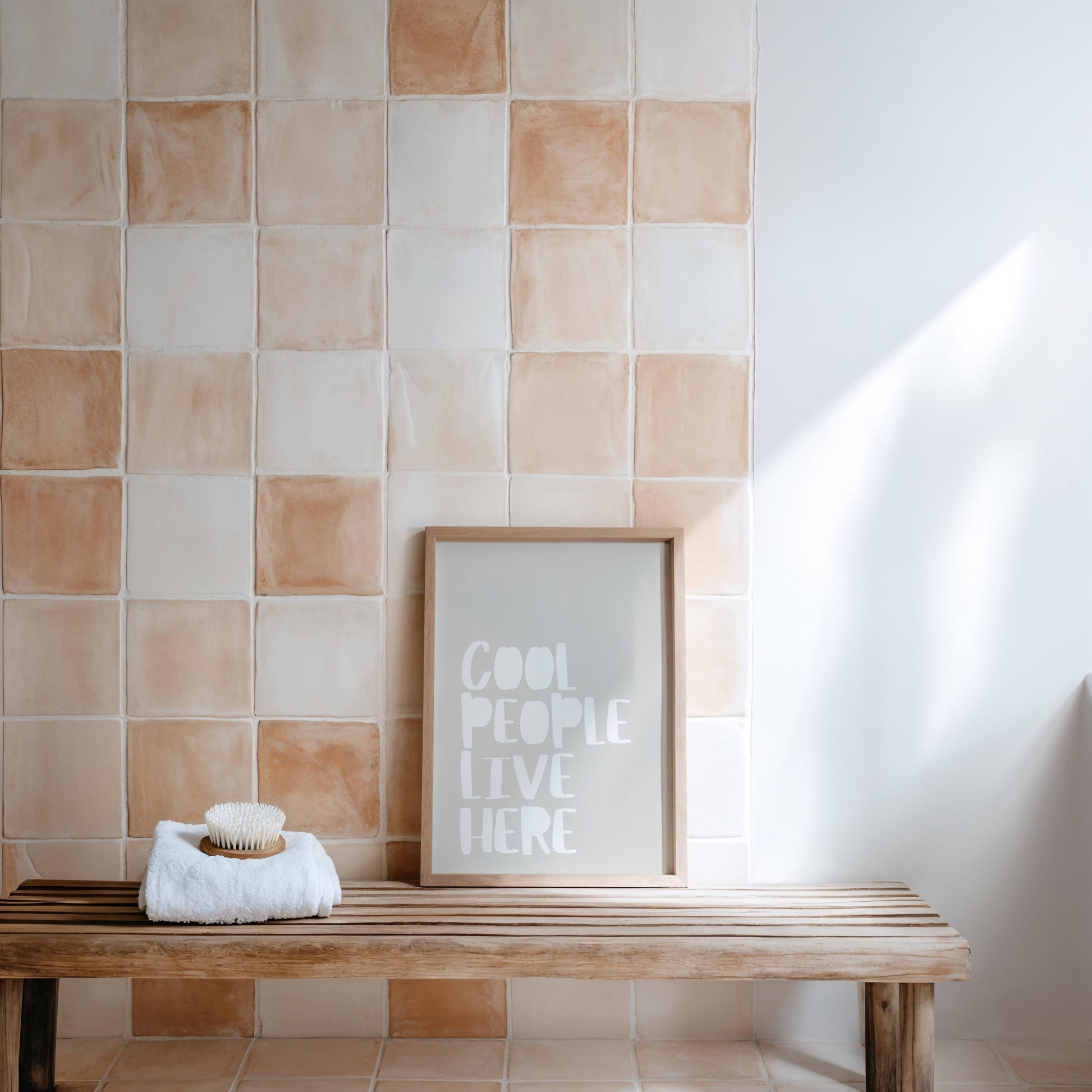 Quote Poster | Cool People Live Here Print | Funny Kitchen or Floor Wall Art | Minimalist Typography