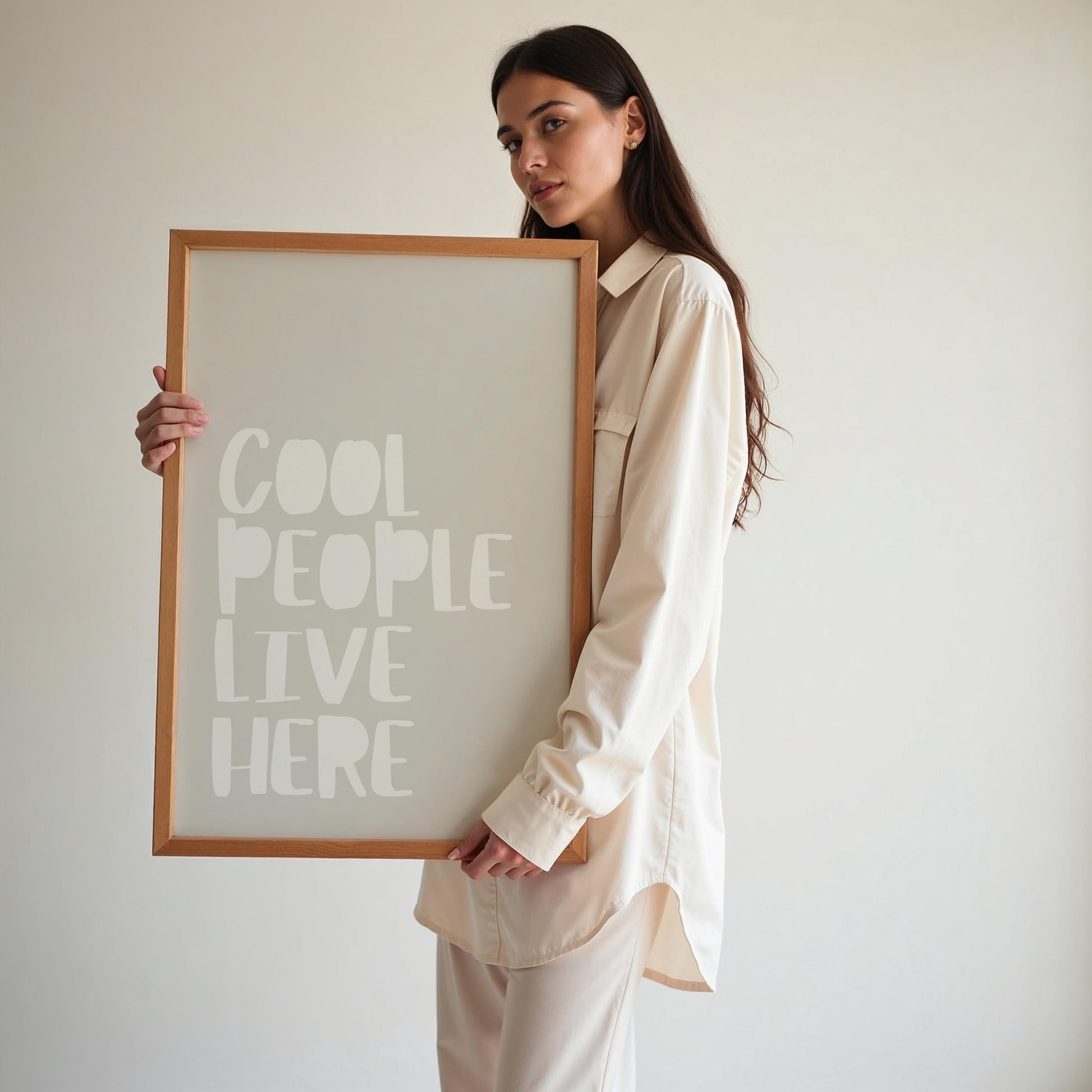 Quote Poster | Cool People Live Here Print | Funny Kitchen or Floor Wall Art | Minimalist Typography