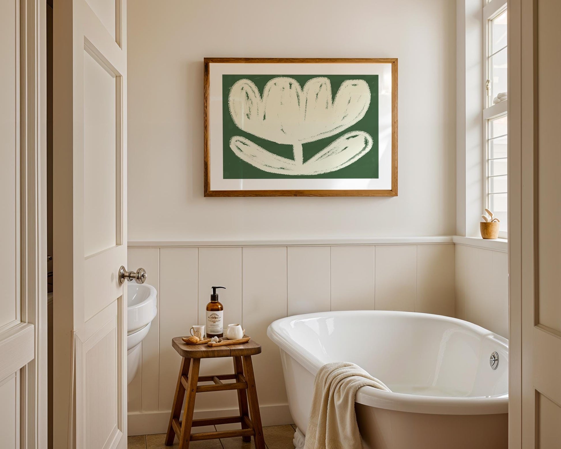 Chalk flower Poster | Perfect for adding a soft, artistic touch to any space | green and beige | digital download