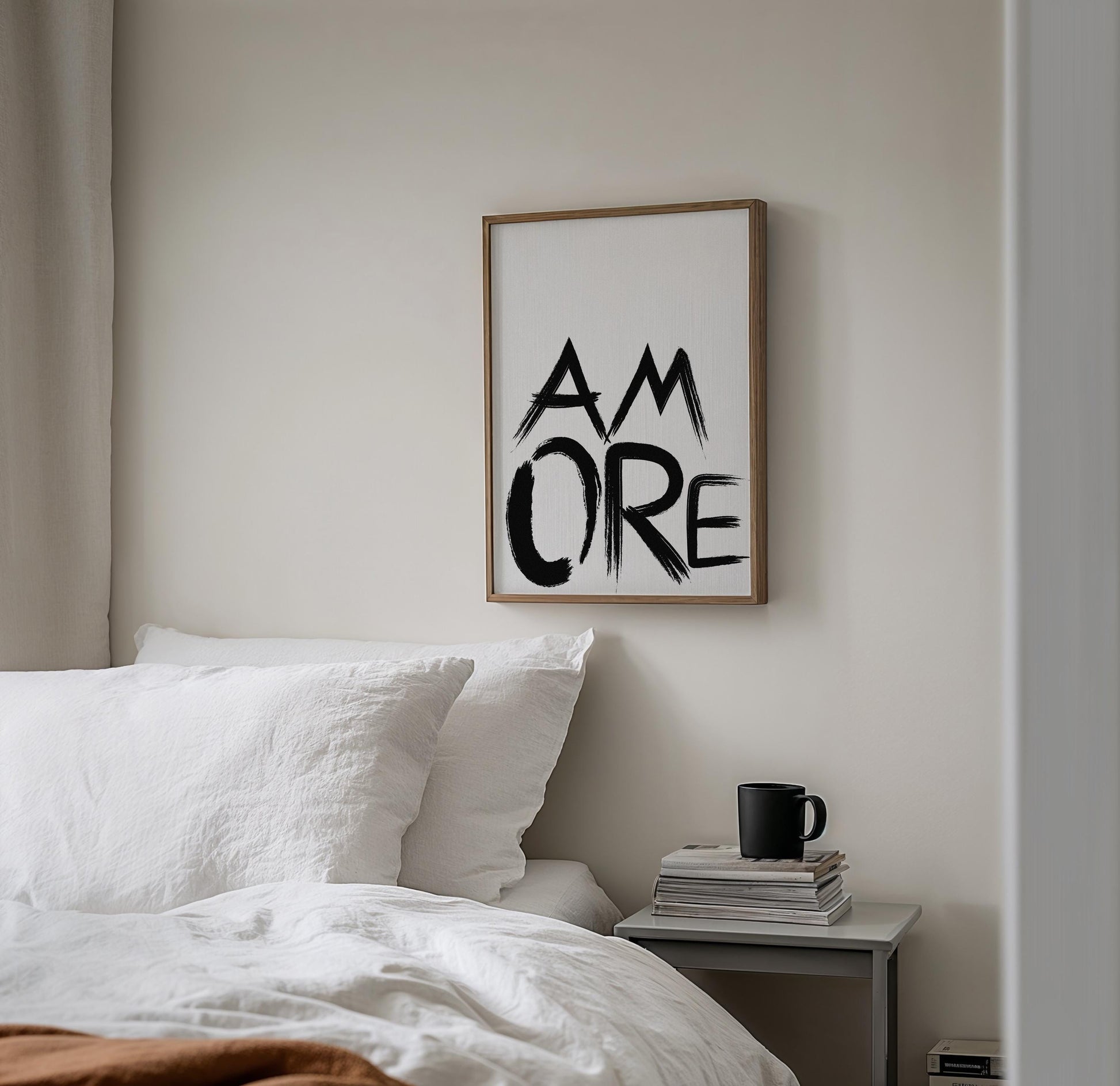 Amore Poster | Love Wall Art | Brushstroke Typography | Gift Valentines Wedding | Modern Minimalist Art