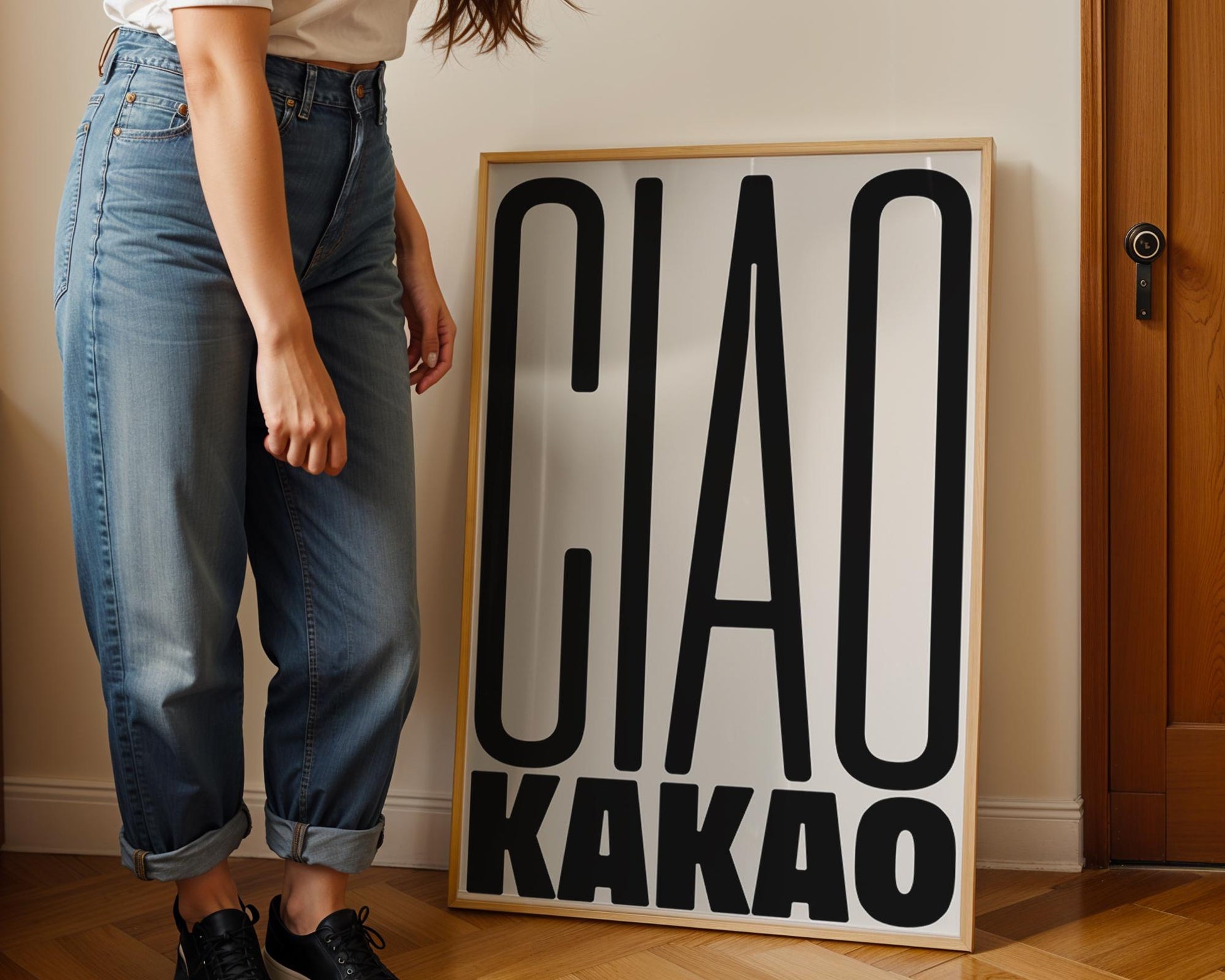 Poster Ciao Kakao: Minimalist design with an funny goodbye words and block typography – stylish wall decor and the perfect gift idea