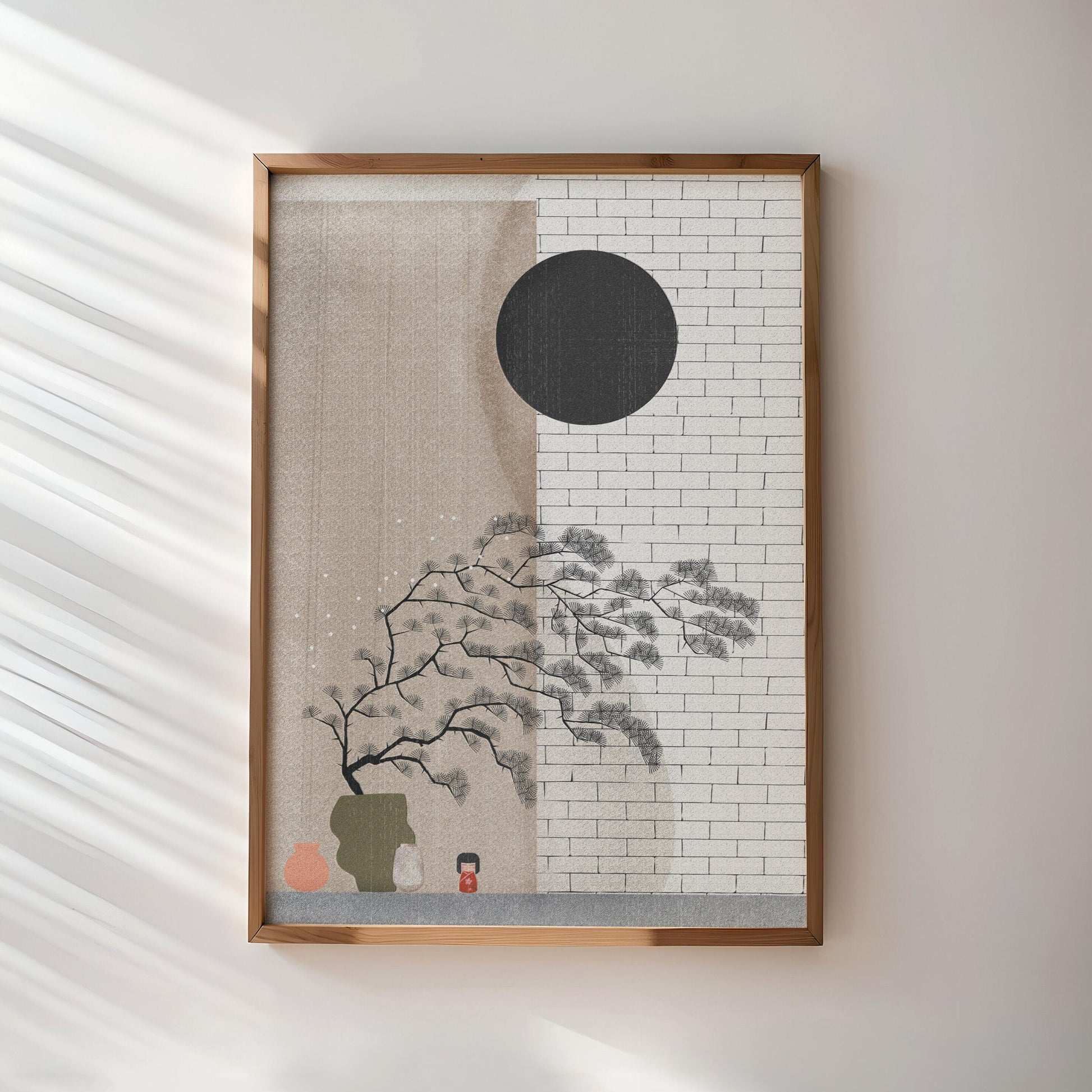 Japandi Poster | Minimal Wall Art | Geisha & Nature Decor | Scandinavian Japanese Style | Calm Print for Modern Interiors