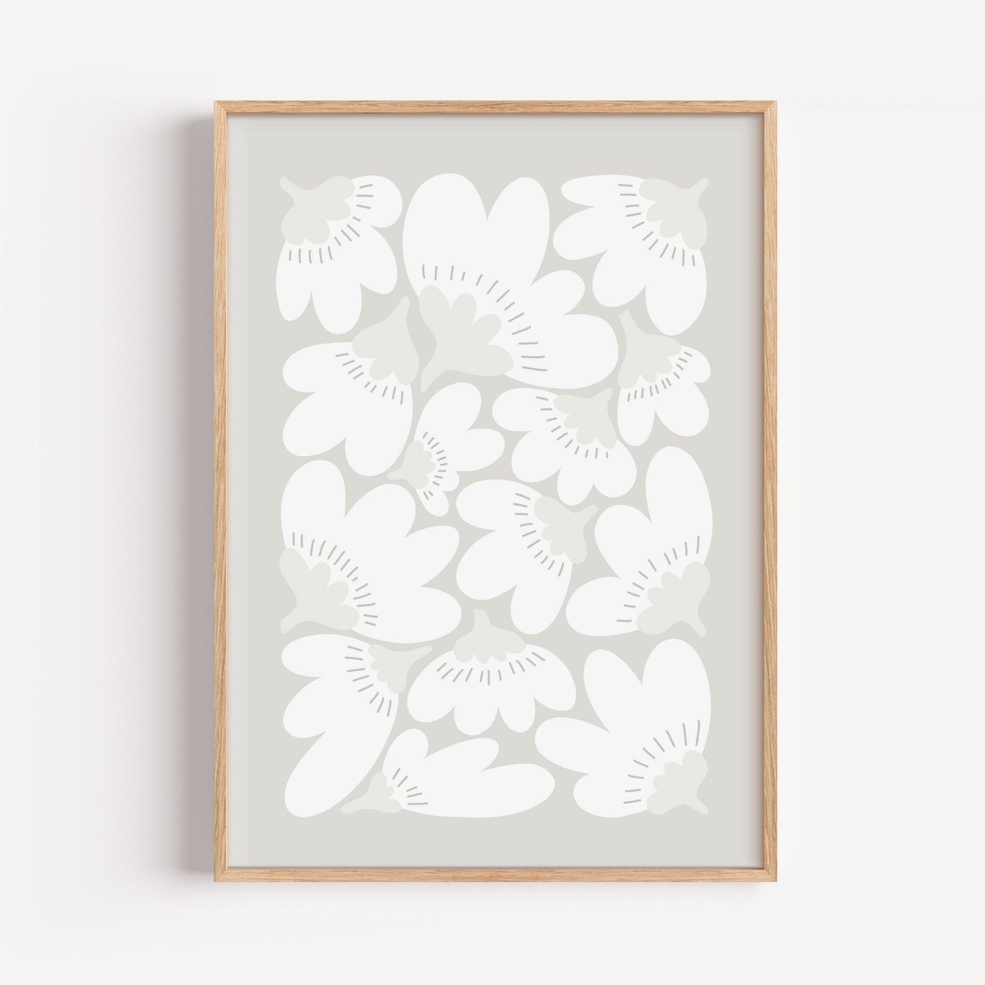 Floral Pattern Poster | Minimalist Wall Art Flowers | Scandinavian Style Print | Gift for Nature Lovers | Soft Color Illustration