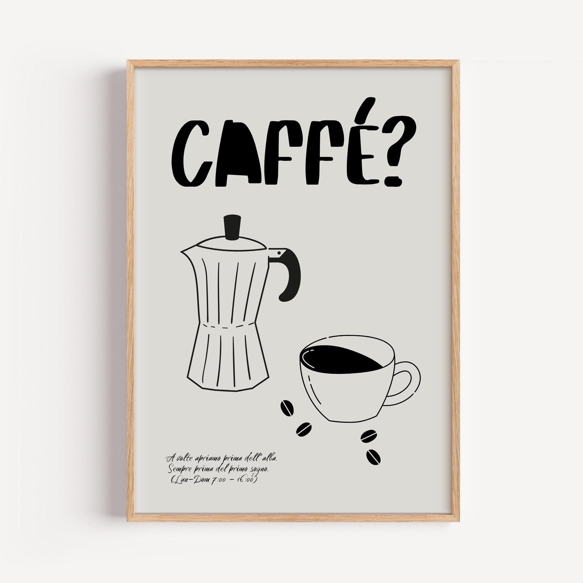 Coffee Poster Print | Italian Espresso Art | Moka Pot Wall Decor | Gift for Coffee Lovers | Minimal Retro Kitchen Style