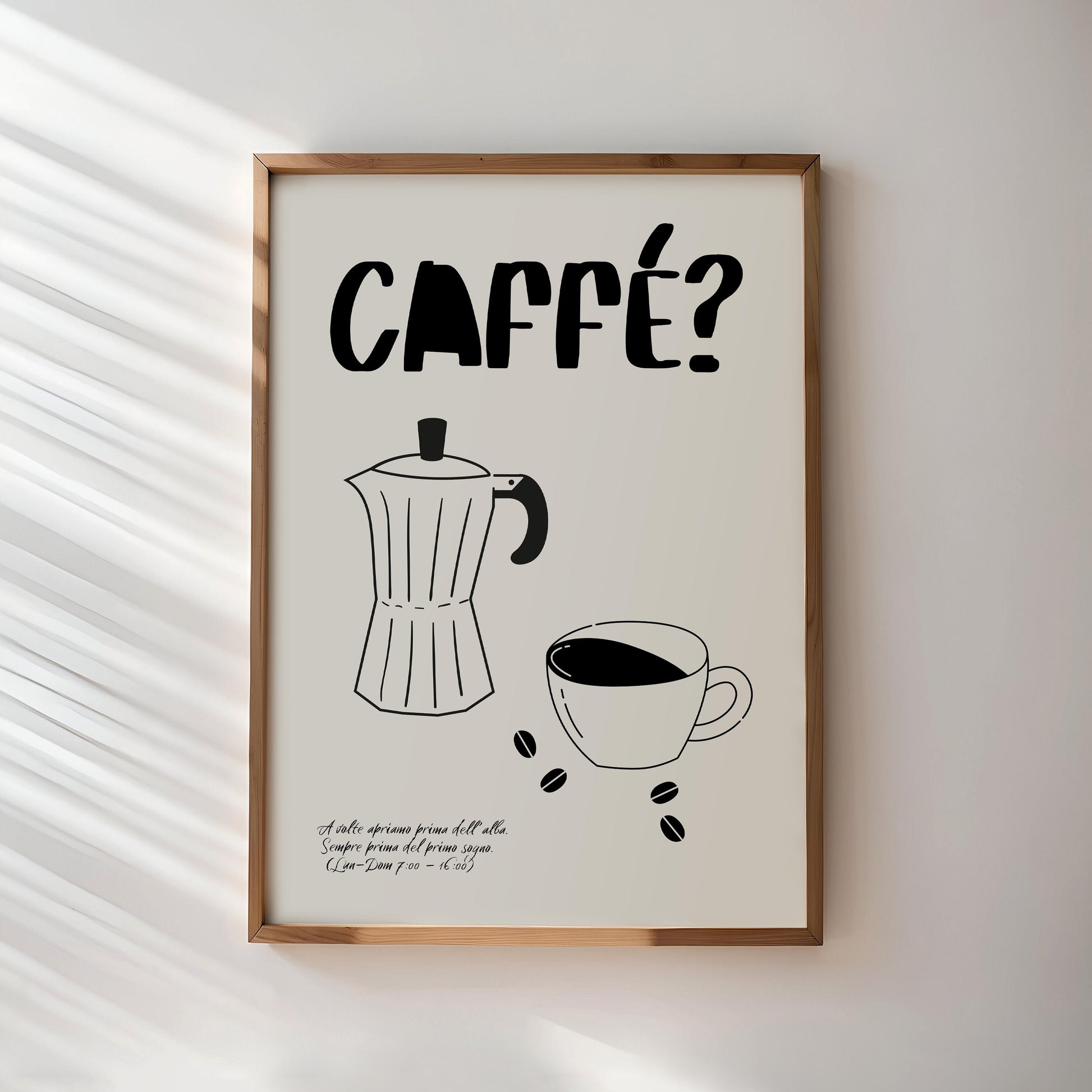 Coffee Poster Print | Italian Espresso Art | Moka Pot Wall Decor | Gift for Coffee Lovers | Minimal Retro Kitchen Style