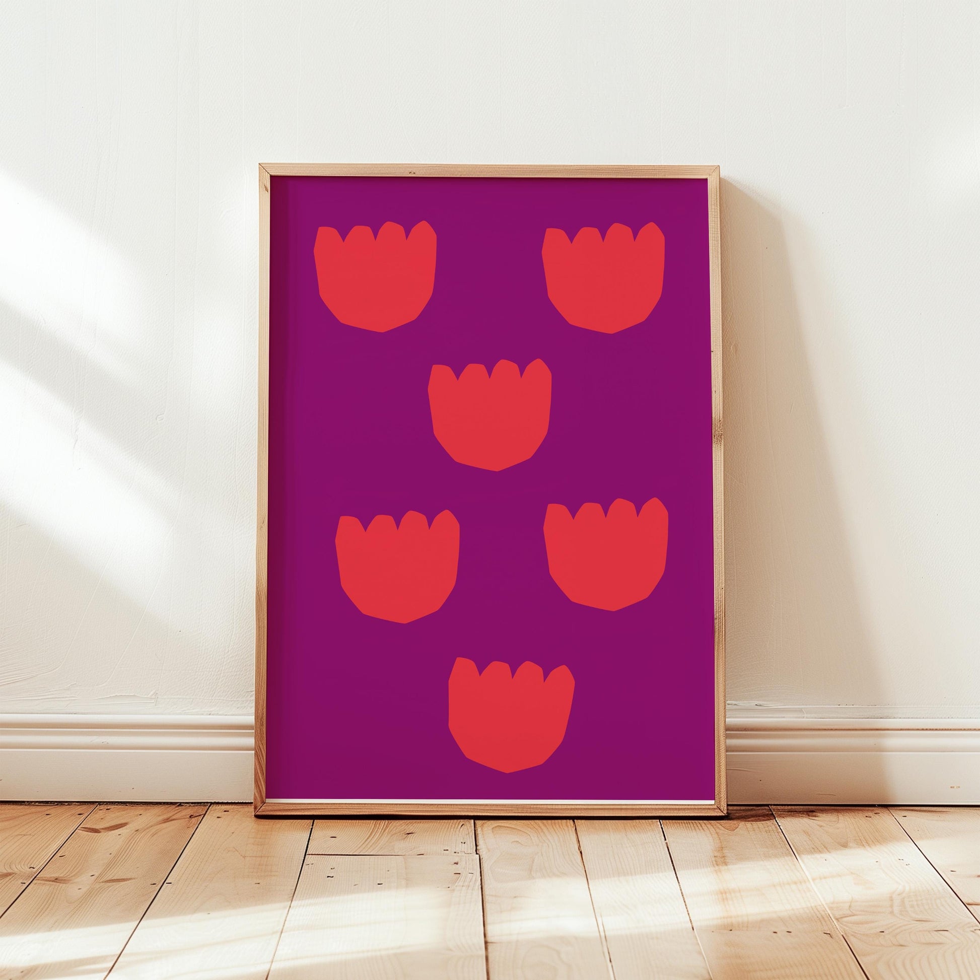 Flower Pattern Poster | Tulip Illustration Wall Art | Minimalist Floral Graphic | Gift for Her Friends | Modern Pop Art Style
